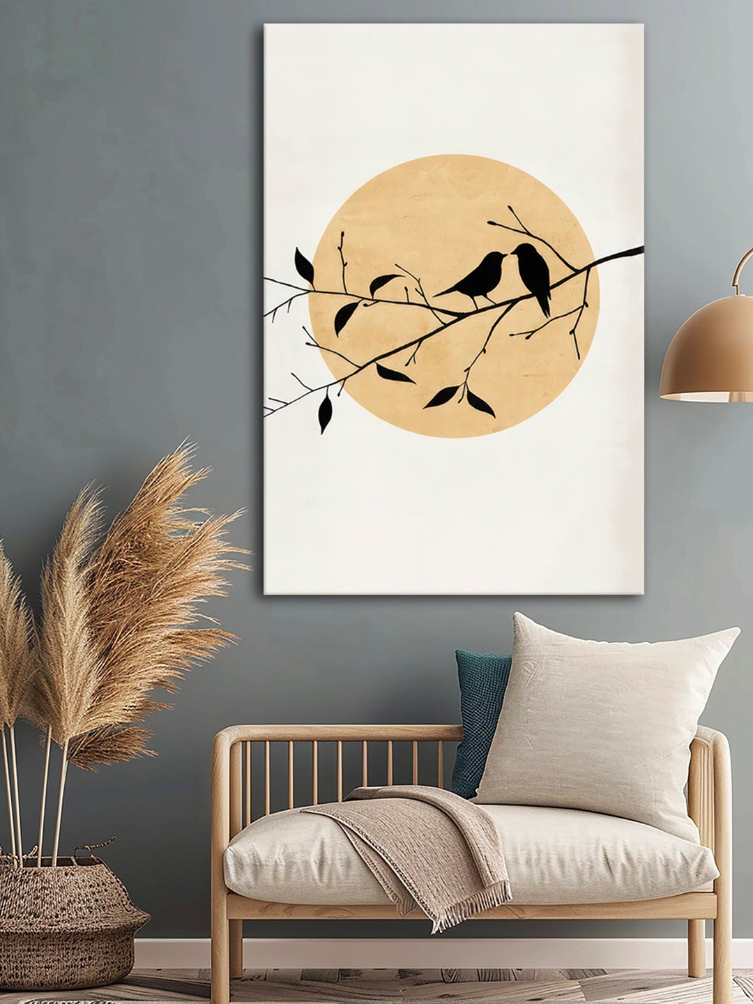 

999Store Grey & Beige Birds Canvas Wall Art
