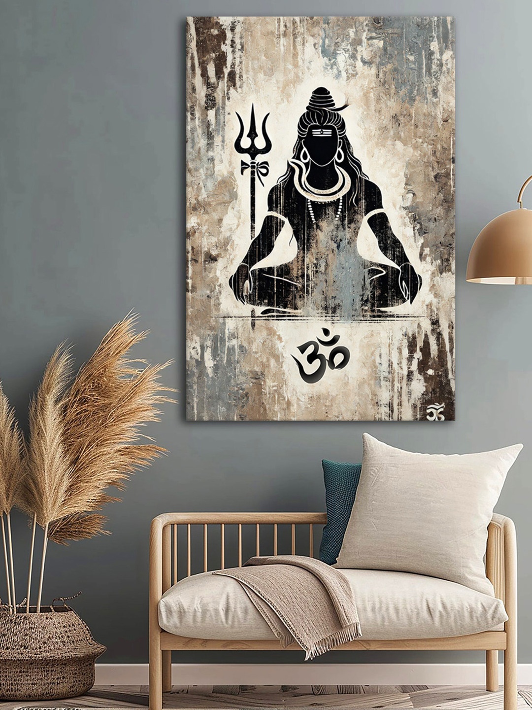 

999Store Grey & Black Lord Shiva Canvas Religious Wall Art