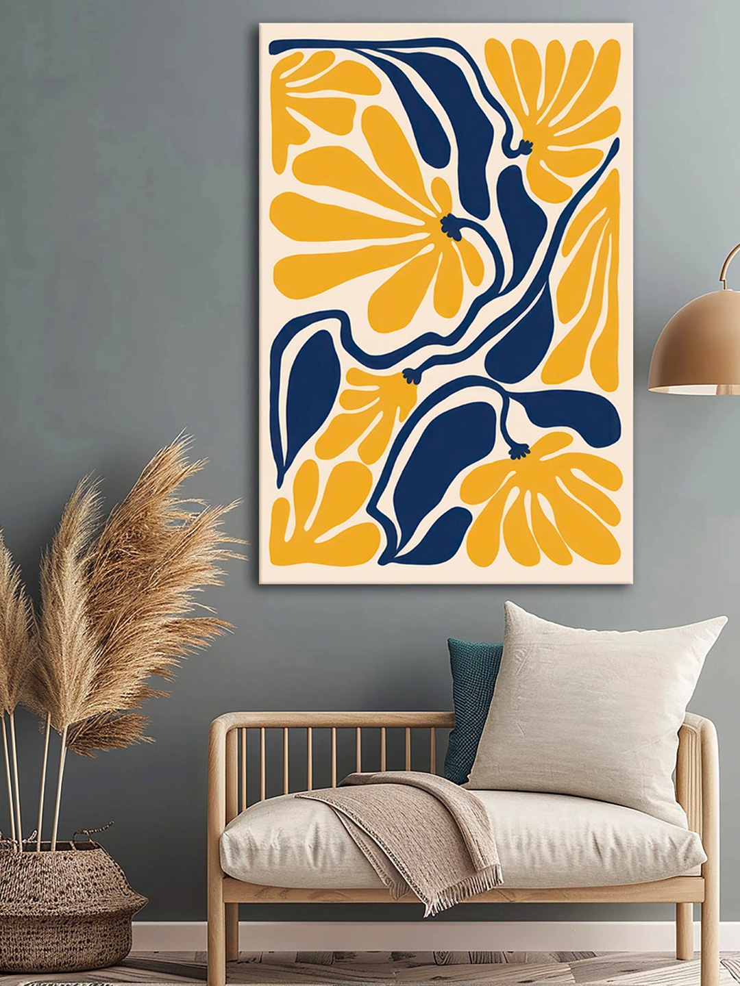

999Store Yellow & Blue Floral Canvas Wall Art