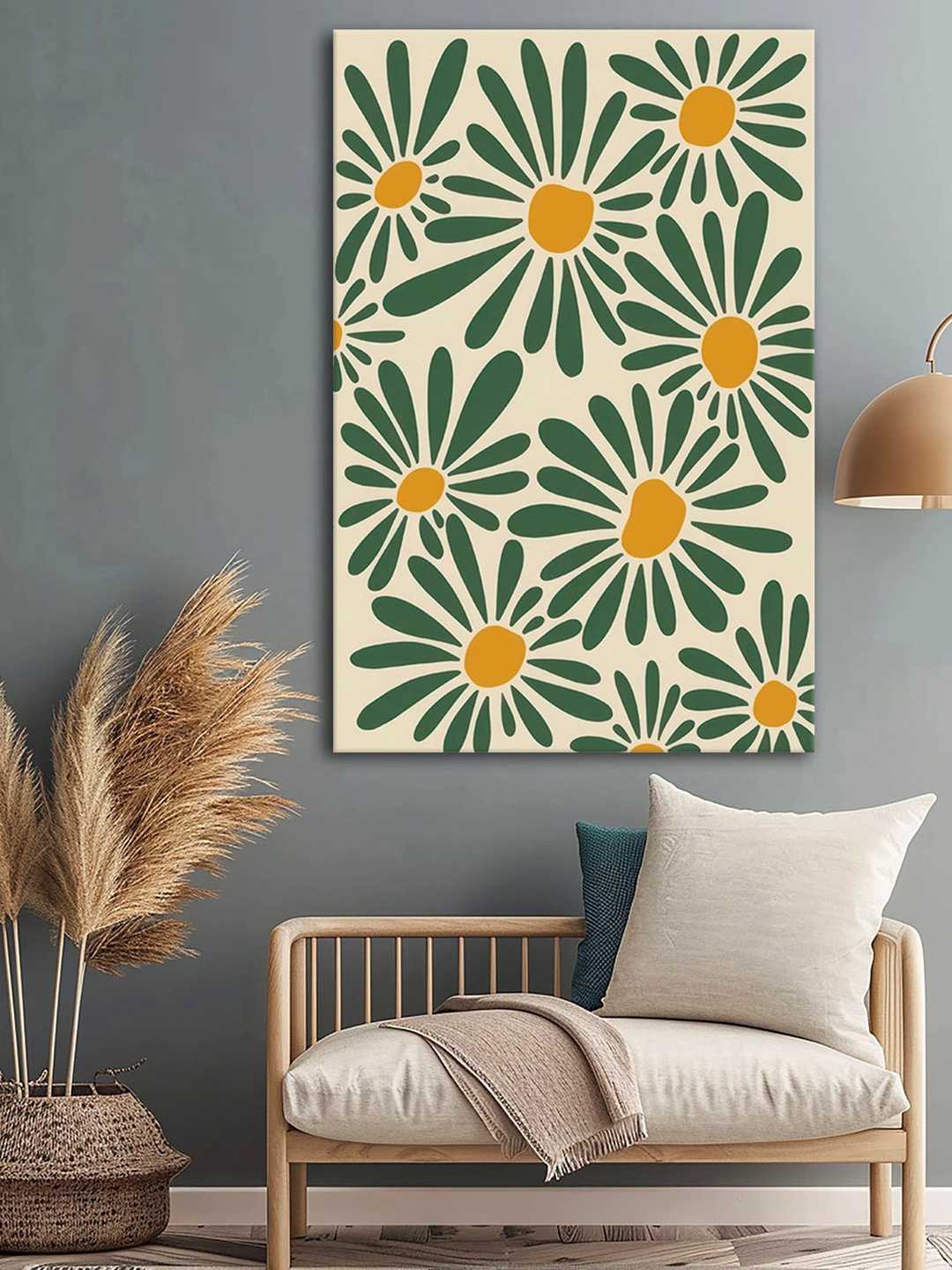 999Store Off White & Yellow Floral and Botanical Canvas Wall Art