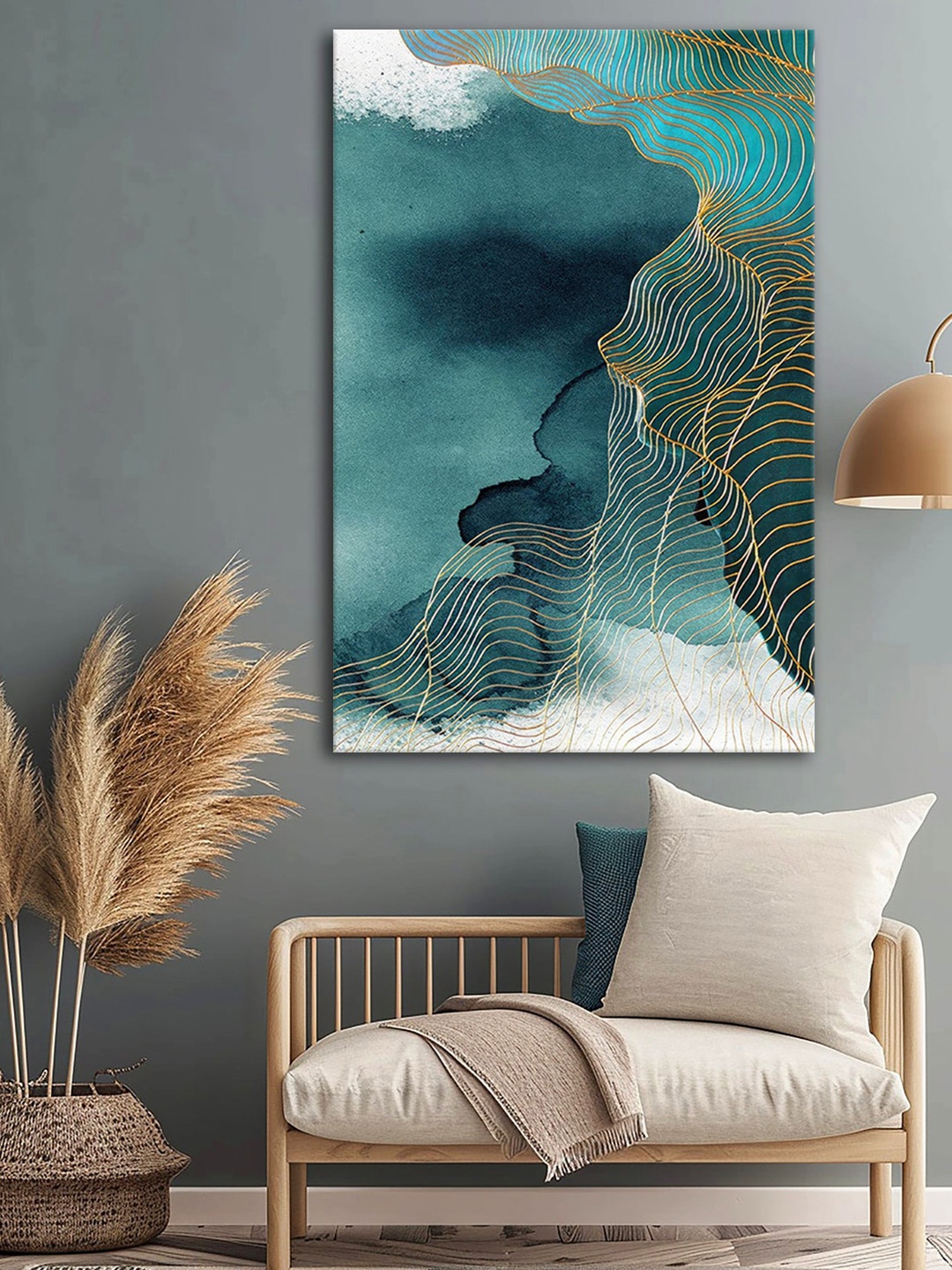 

999Store Green & White Abstract Canvas Wall Art