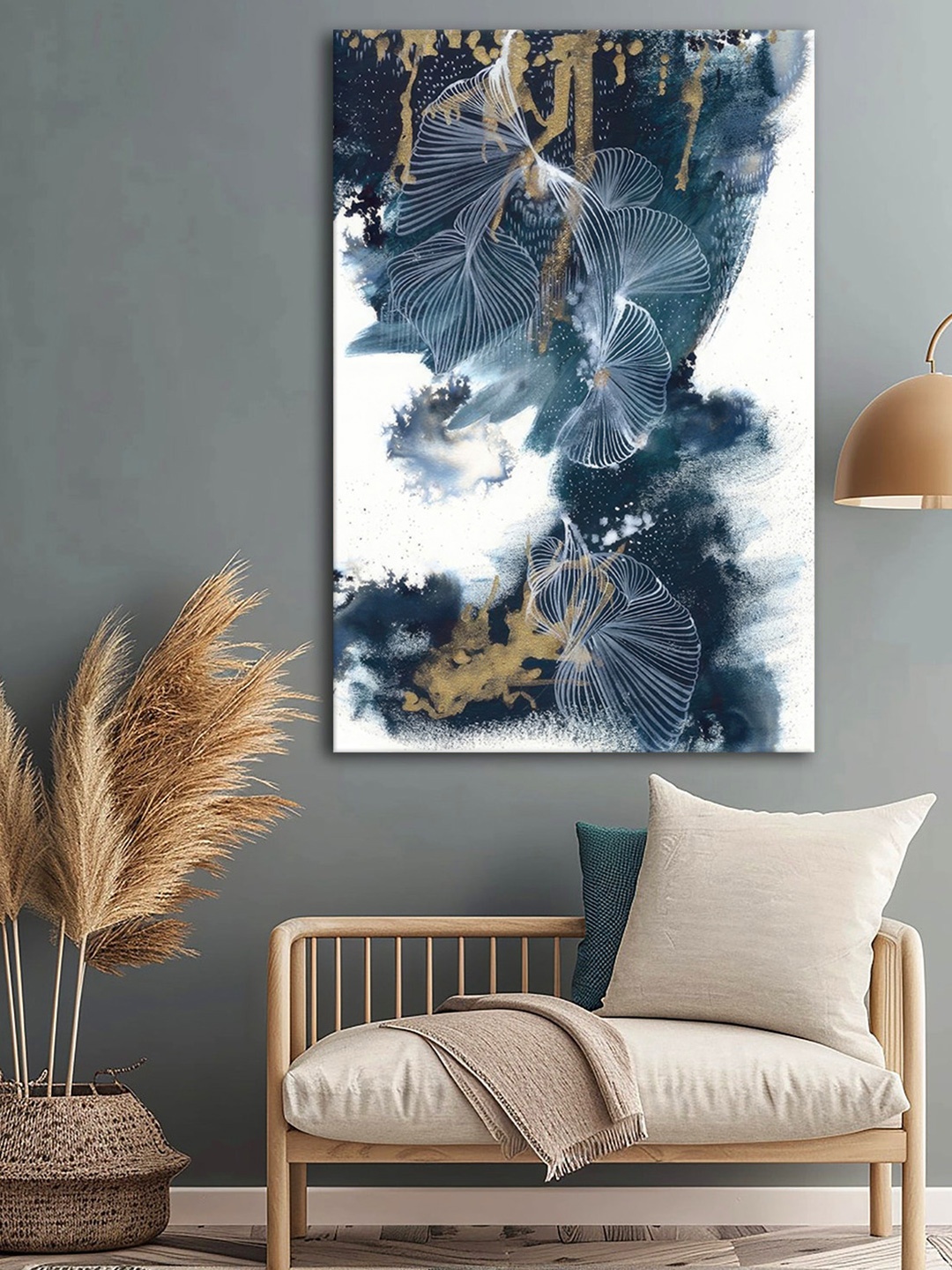 

999Store White & Blue Abstract Canvas Wall Art