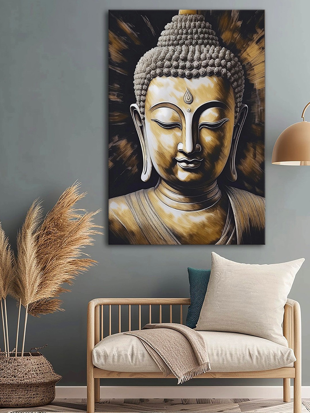 

999Store Brown & Black Buddha Religious Canvas Wall Art
