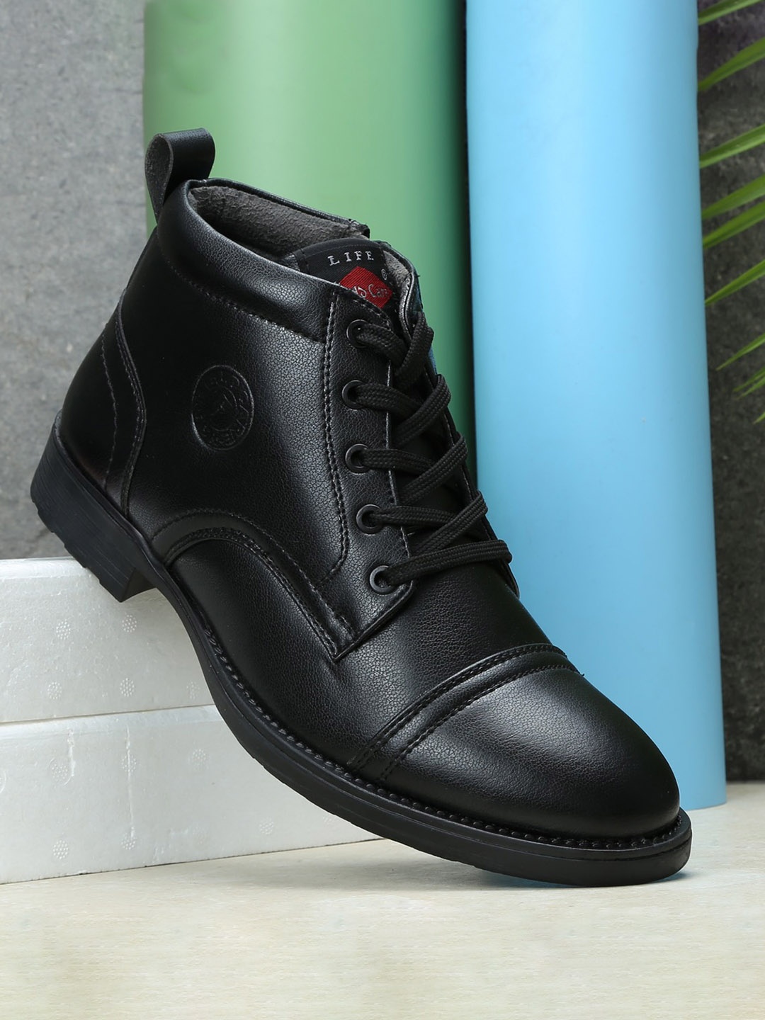 

Field Care Men Textured Textured Regular Boots Comfort Uniform Casual Padded, Black