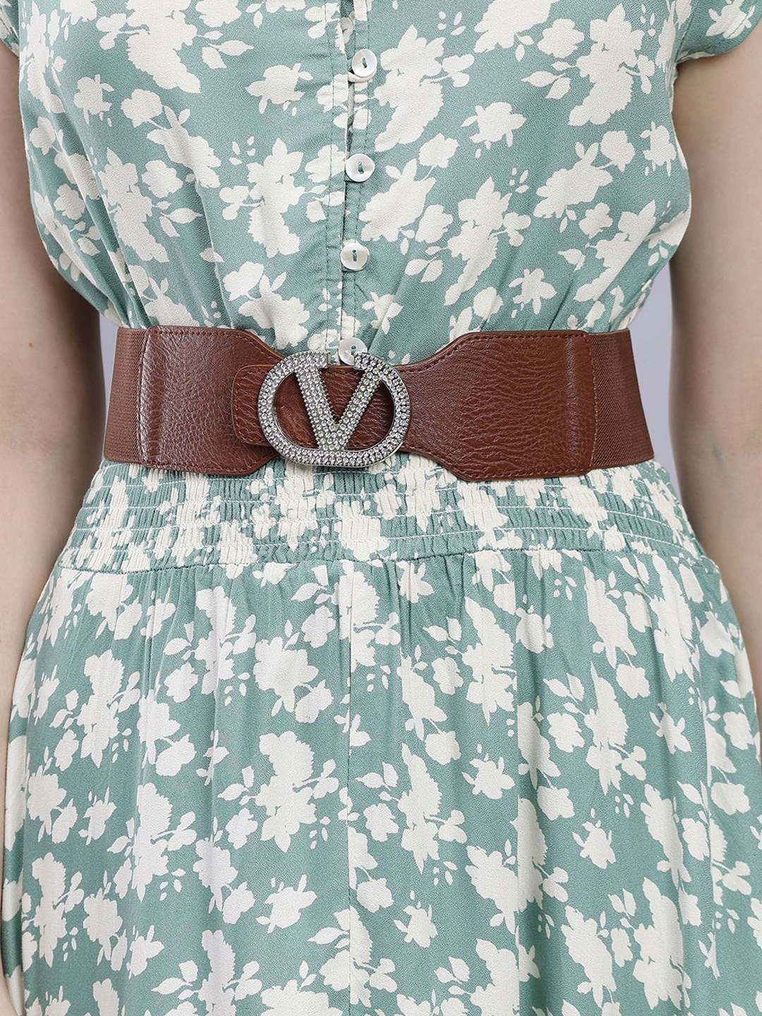 

SAZARA Women Push Pin Closure Textured Belt, Brown