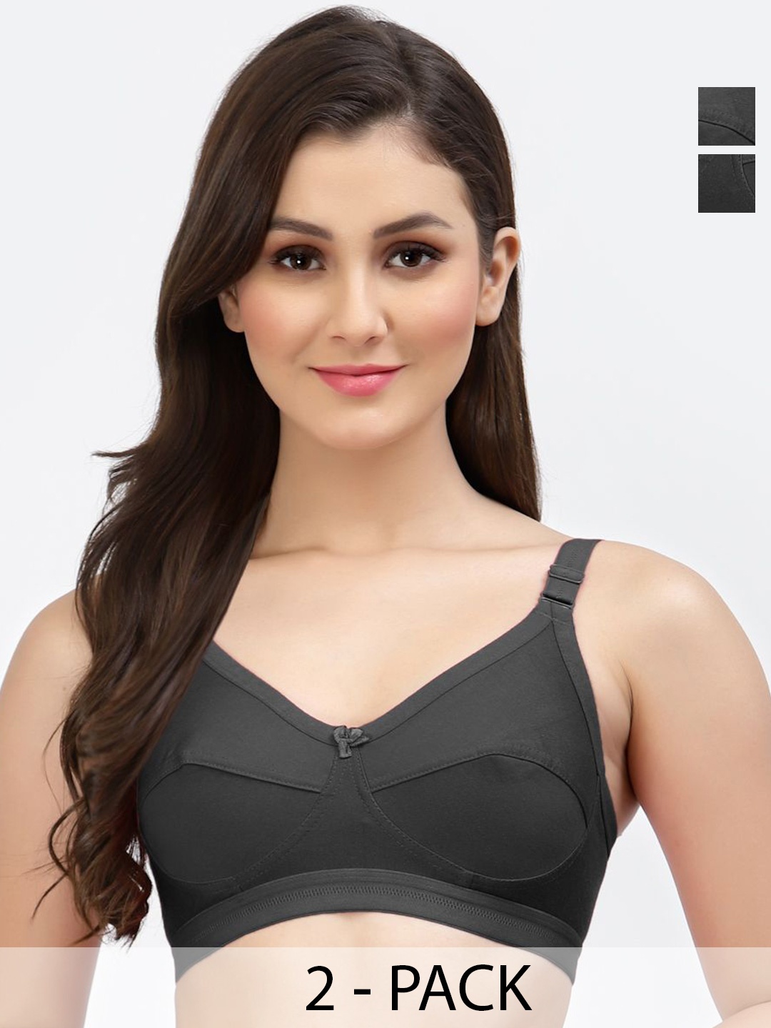 

SHYAM SONS FLAIR Pack Of 2 Full Coverage Non Padded Bra, Black