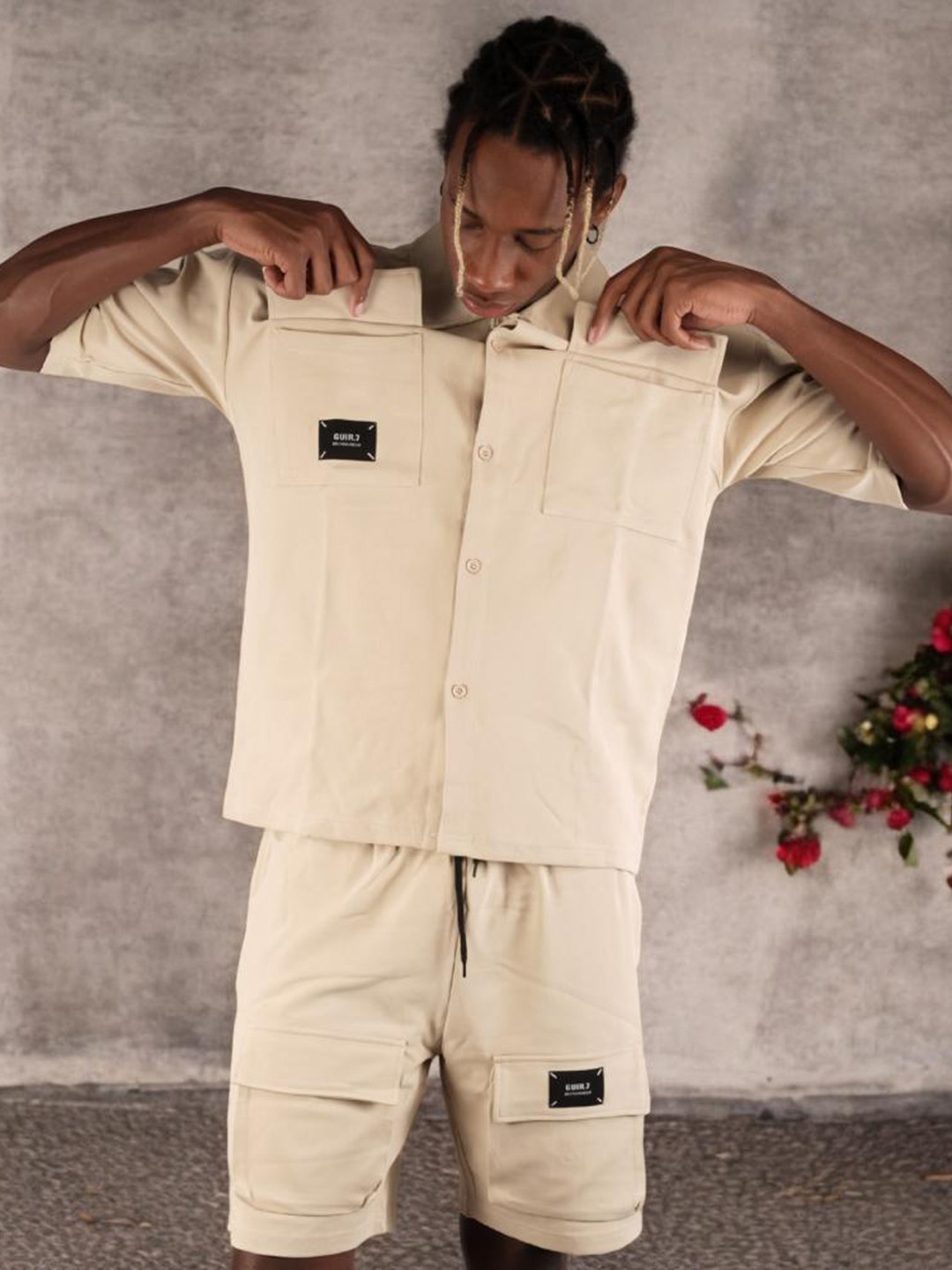 

BOTABOCHI Shirt Collar Shirt & Short, Beige