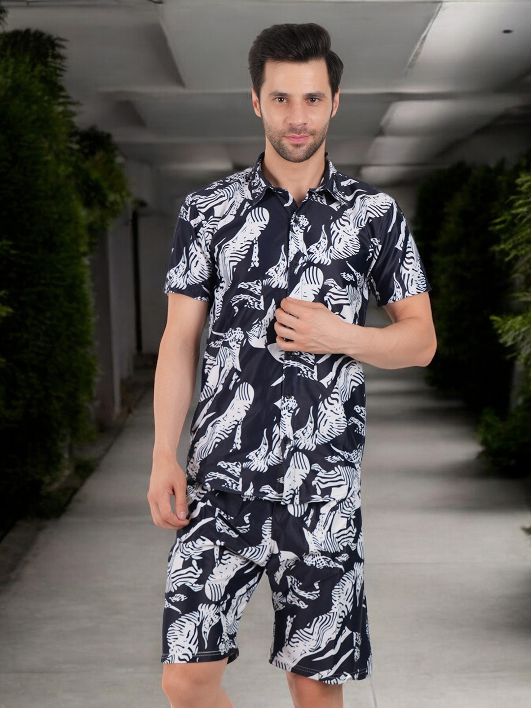 

BOTABOCHI Printed Shirt & Shorts, Blue
