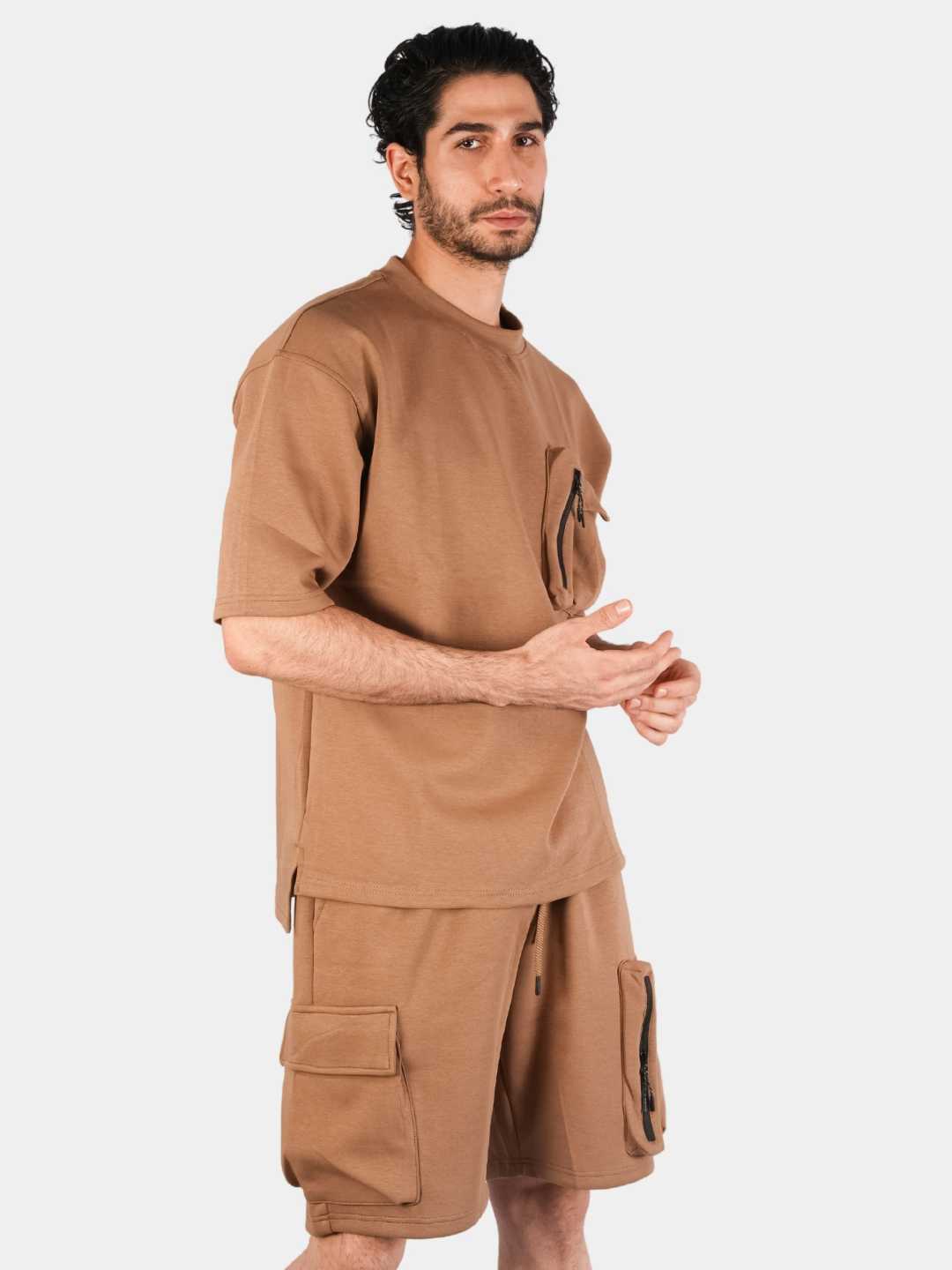 

BOTABOCHI Round Neck T-Shirt & Short, Brown