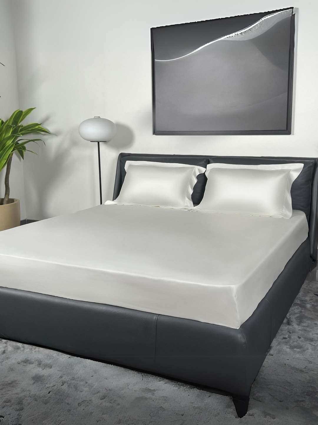

ERBA Palma White Cotton King Bedsheet with 2 Pillow Covers