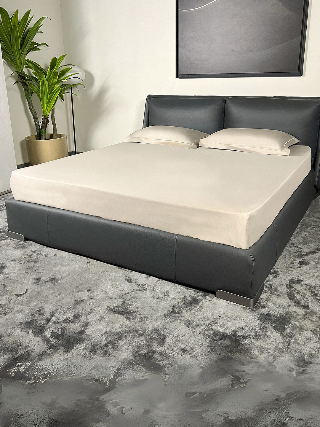 

ERBA Antalaya Beige King Bedsheet with 2 Pillow Covers