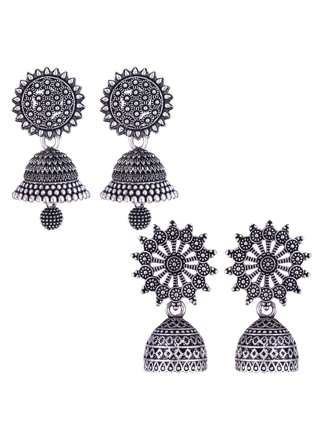 

DIVASTRI Peacock Shaped Jhumkas Earrings, Silver
