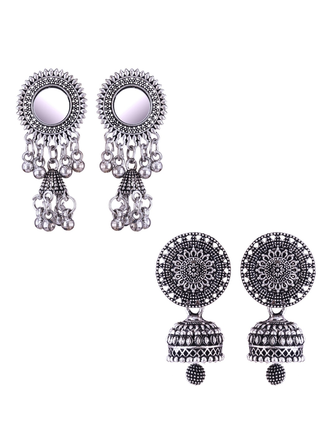 

DIVASTRI Peacock Shaped Jhumkas Earrings, Silver