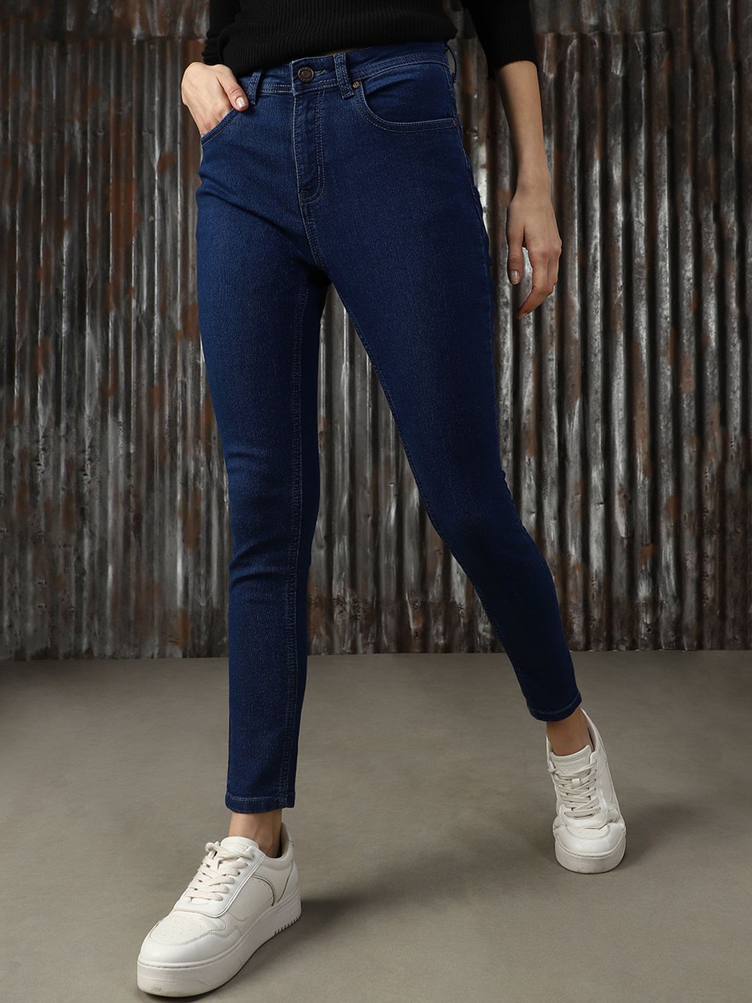

High Star Women Super Skinny Fit High-Rise Jeans, Blue