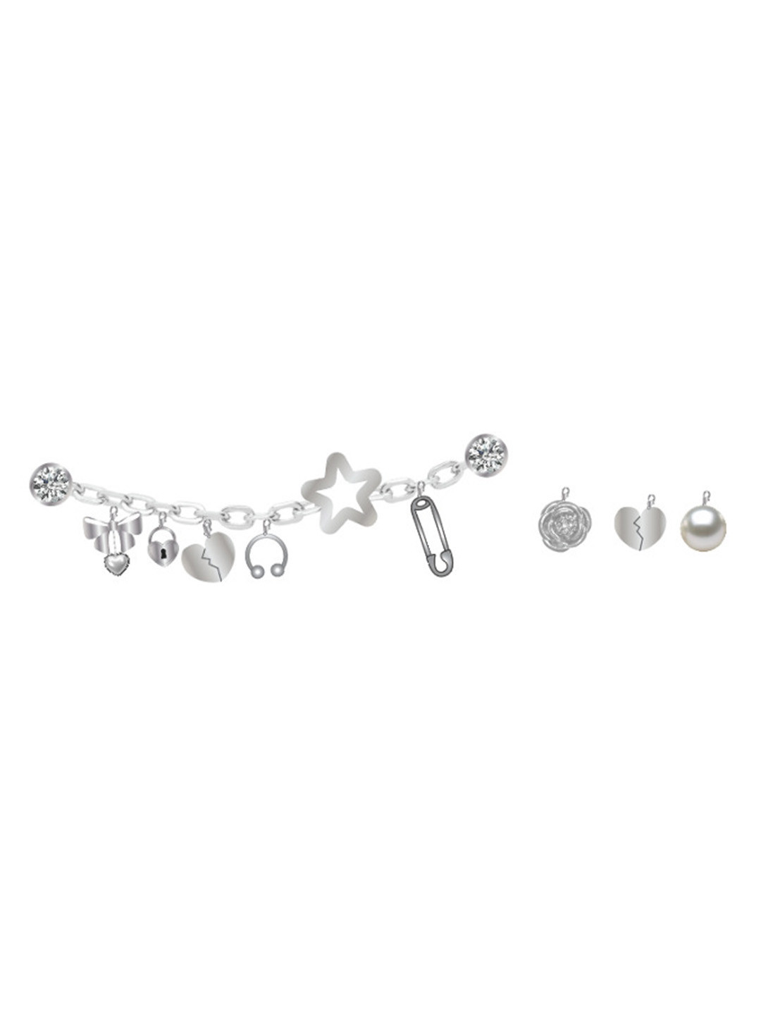 

Crocs Set Of 5 Removable Punk & Silver Shoe Charm Jibbitz, Grey