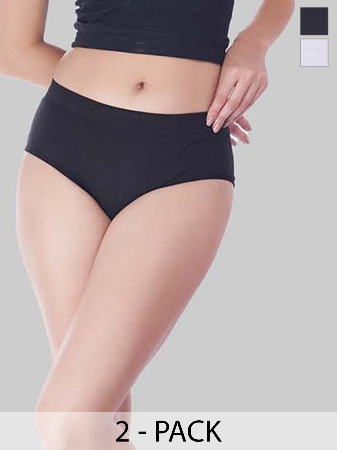 

YOU FOREVER Women Solid Pack Of 2 High-Rise Hipster Briefs, Black