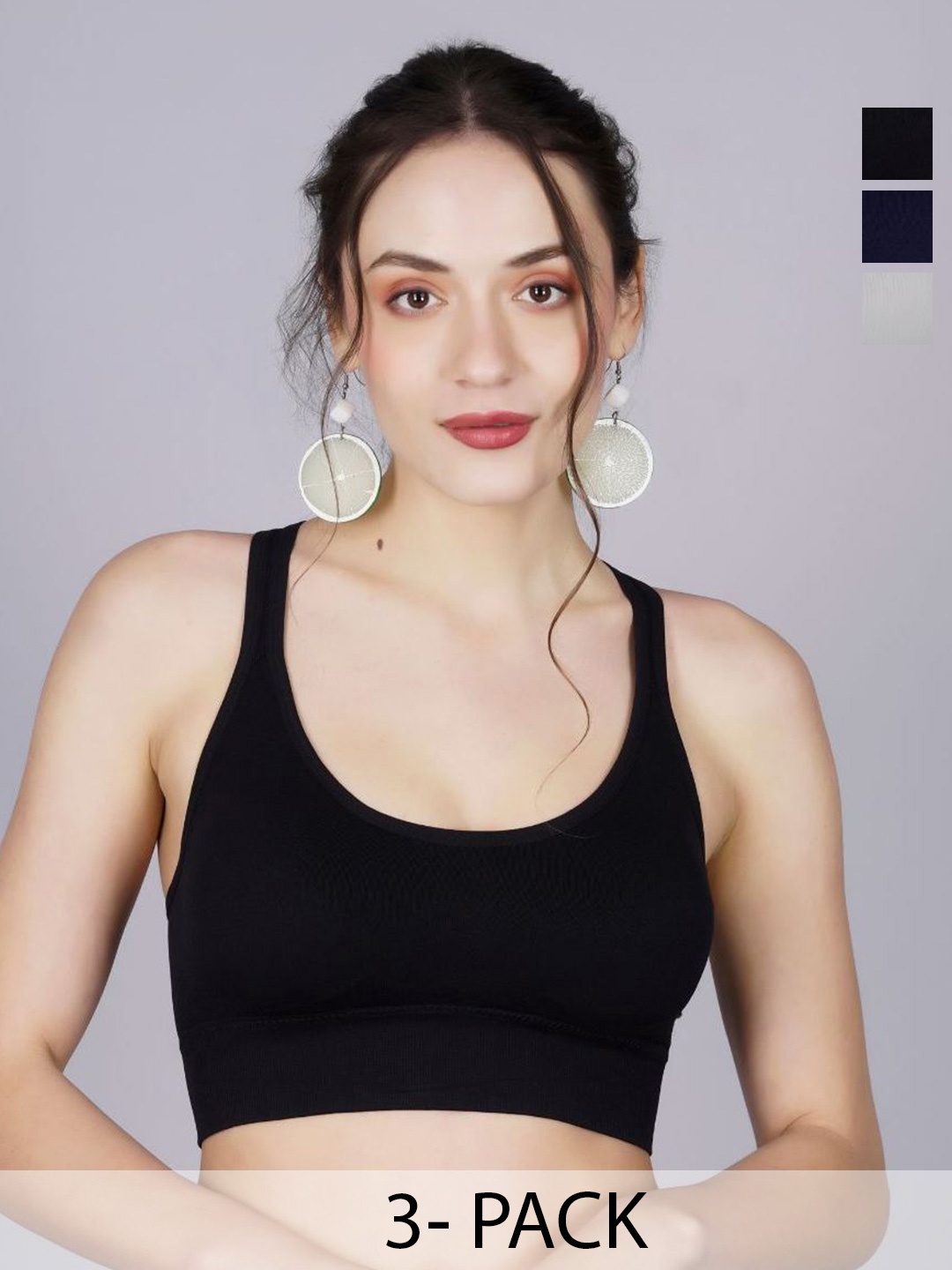 

Fabme Women Pack of 3Full Coverage Lightly Padded Bralette Bra, Grey
