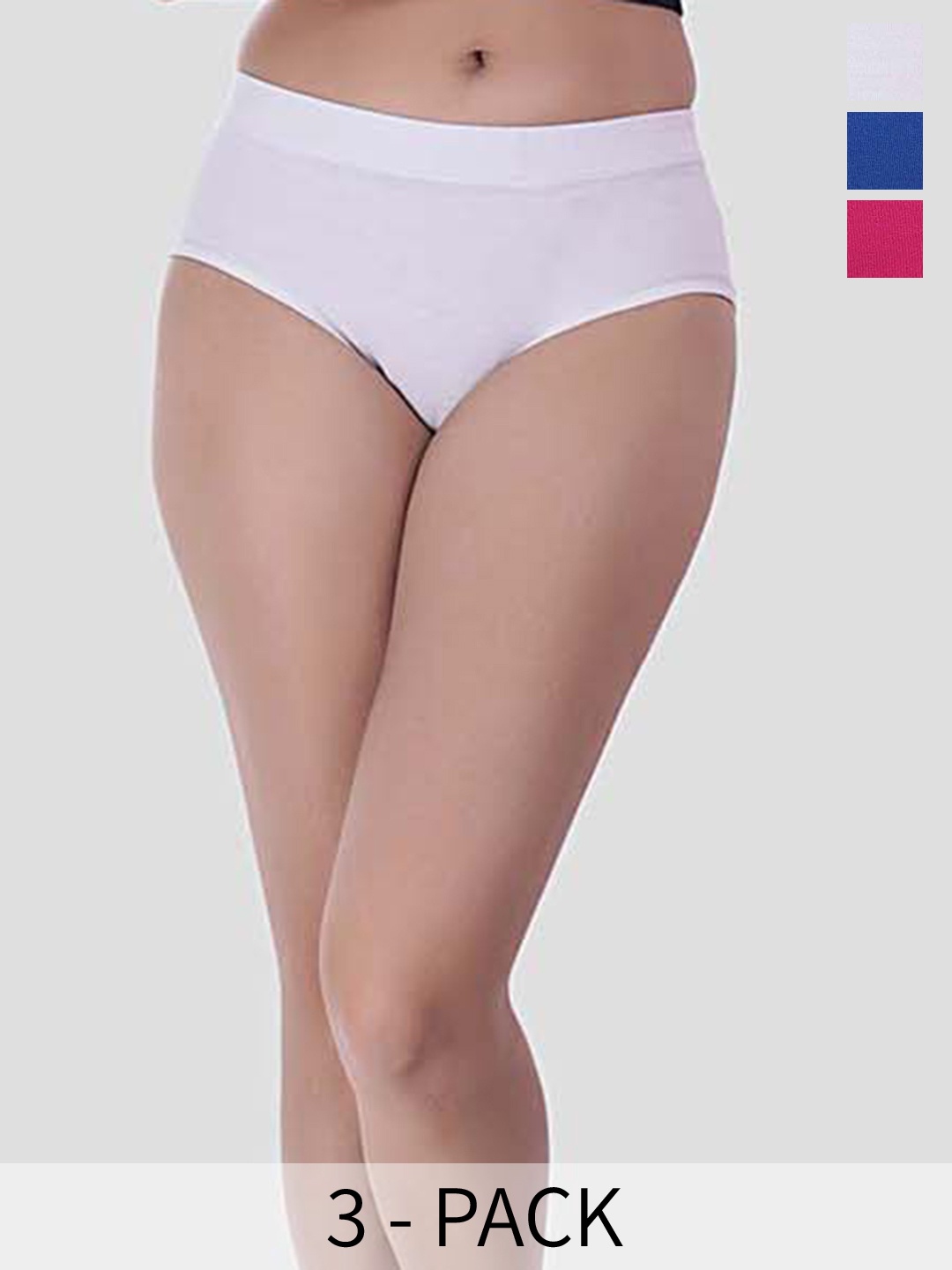 

YOU FOREVER Women Solid Pack Of 3 High-Rise Hipster Briefs, Blue