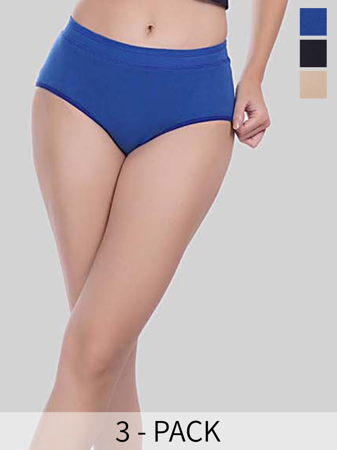 

YOU FOREVER Women Solid Pack Of 3 High-Rise Hipster Briefs, Black