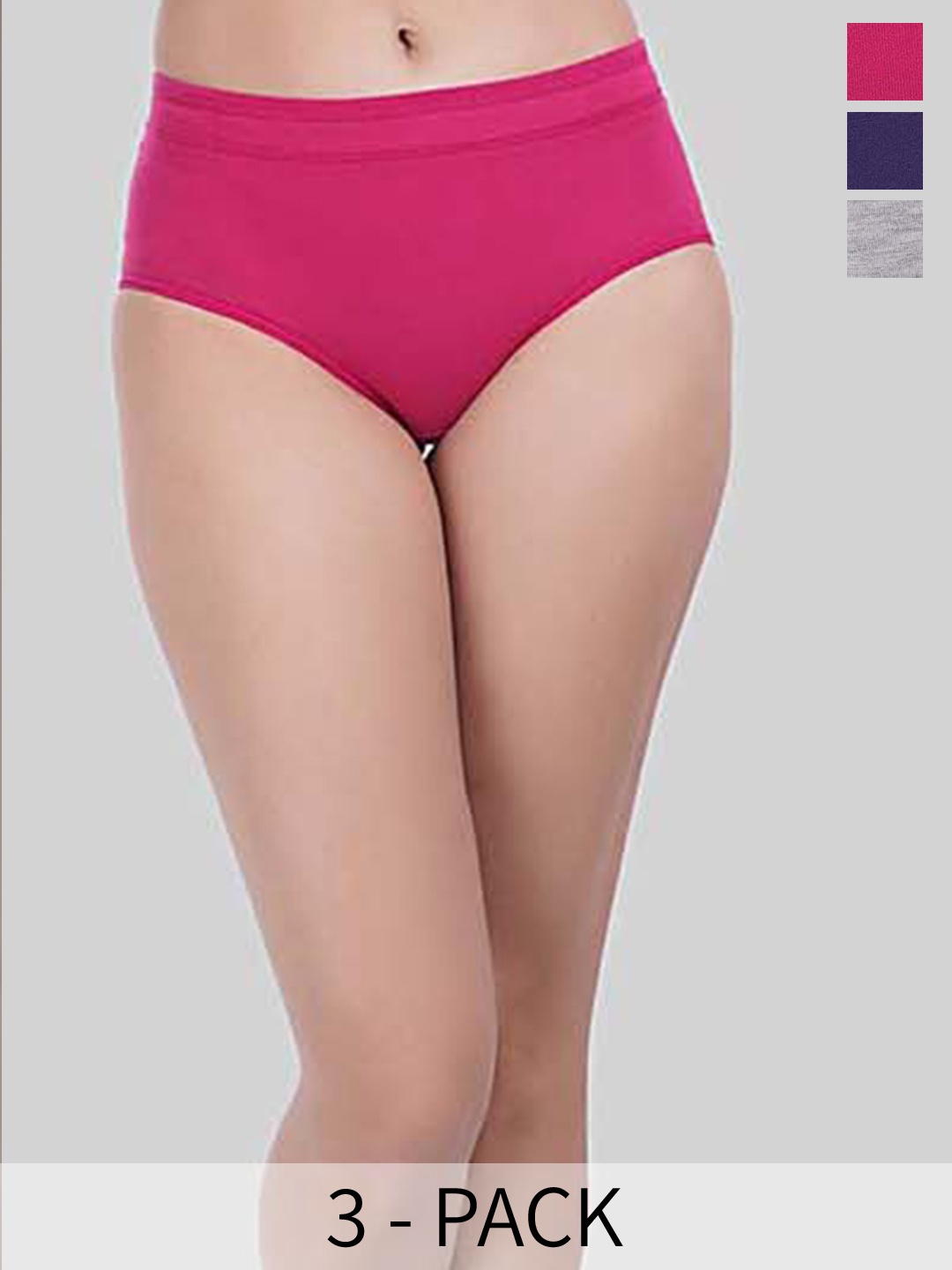 

YOU FOREVER Women Solid Cotton Pack Of 3 High-Rise Hipster Briefs, Violet
