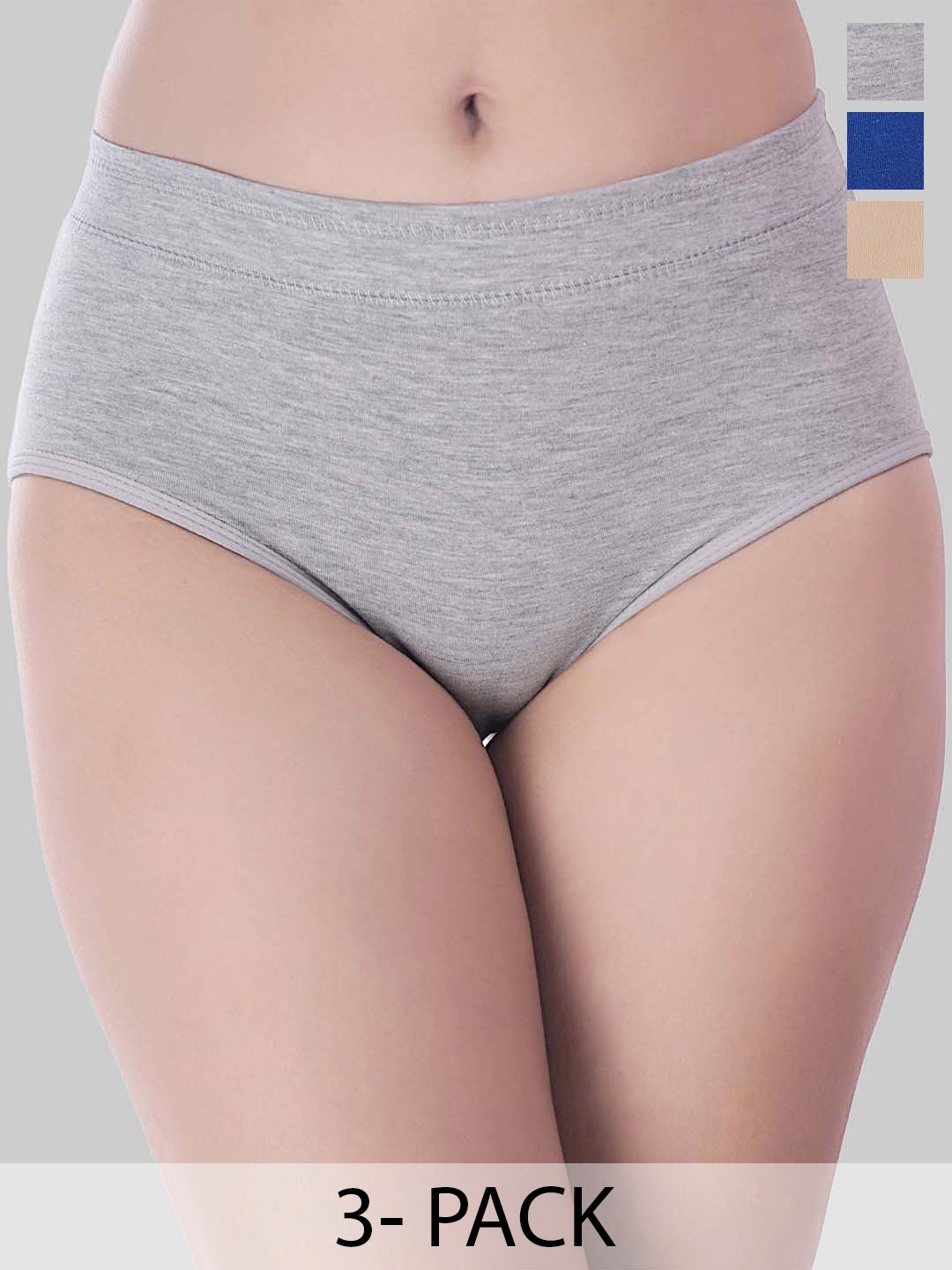 

YOU FOREVER Pack Of 3 High-Rise Hipster Briefs, Grey