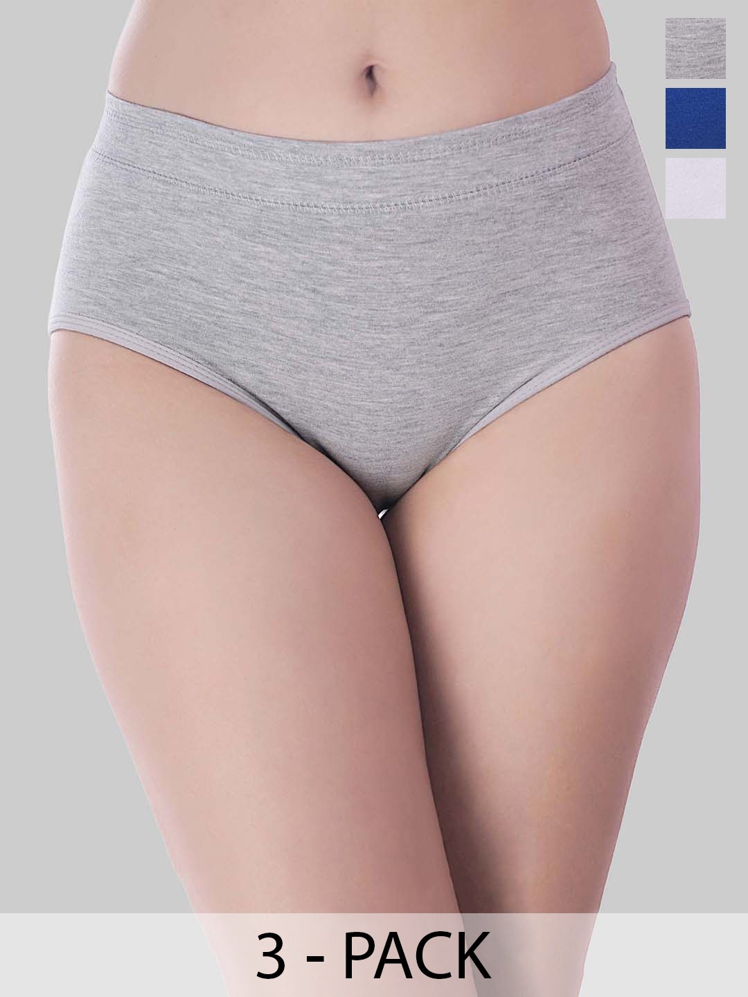 

YOU FOREVER Pack Of 3 Women High-Rise Hipster Briefs, Grey