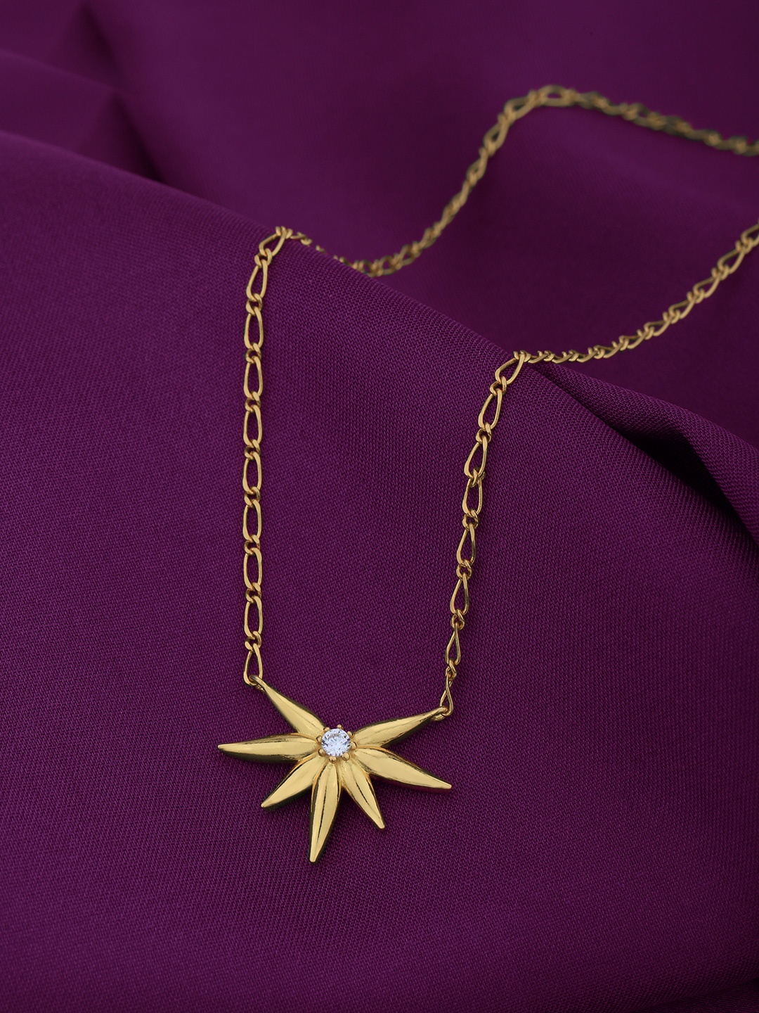 

Carlton London 18kt Gold Plated Star Burst with CZ Necklace