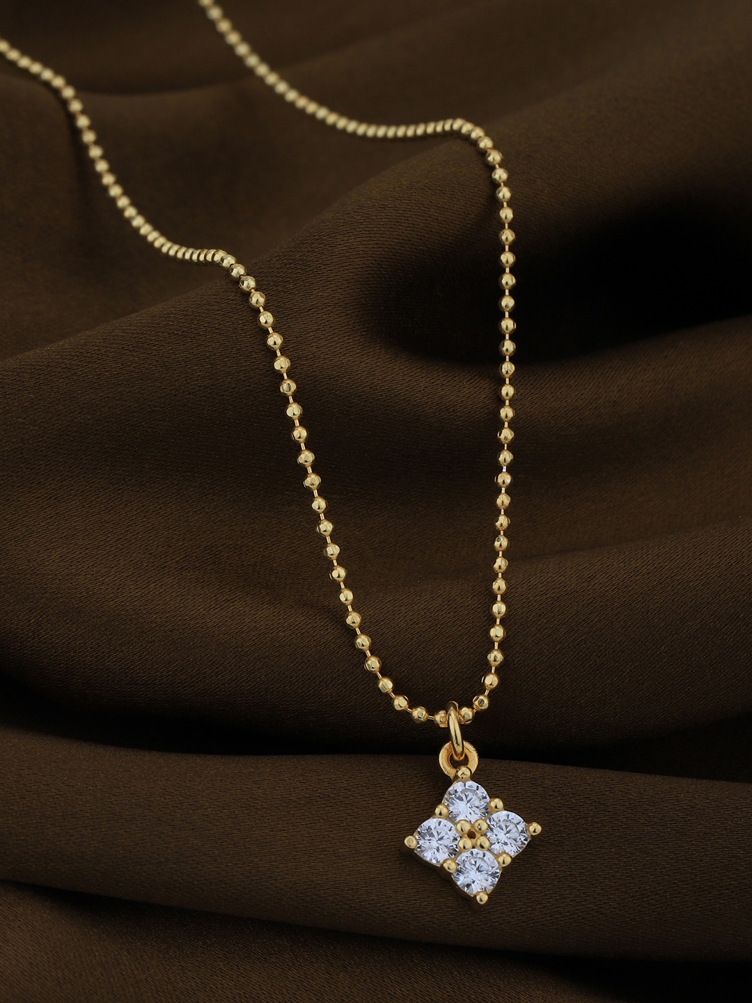 

Carlton London 18kt Gold Plated with CZ Square Pendant with Chain