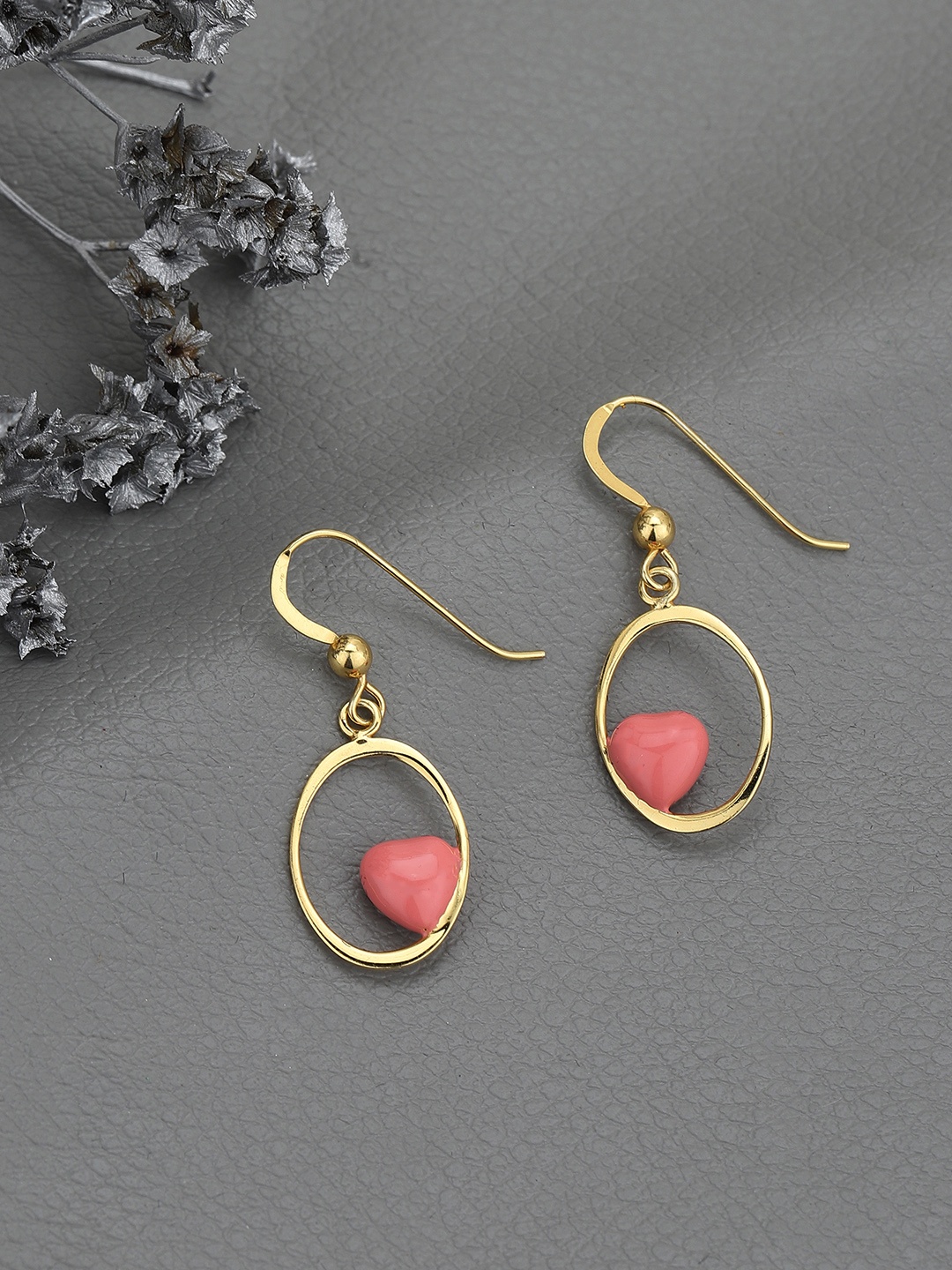 

DressBerry Gold-Plated Enamelled Oval Drop Earrings