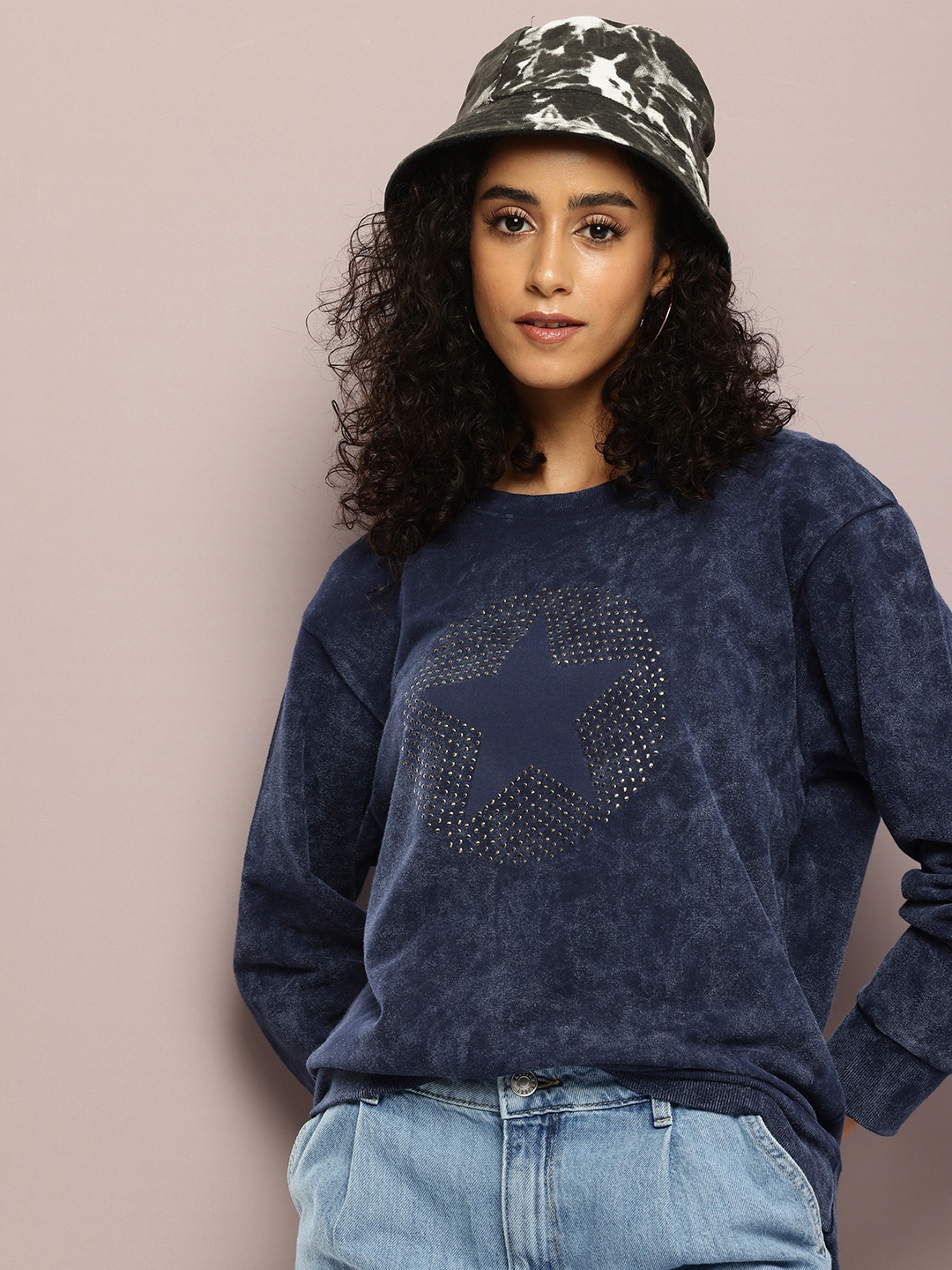 

Kook N Keech Self-Design Sweatshirt, Navy blue