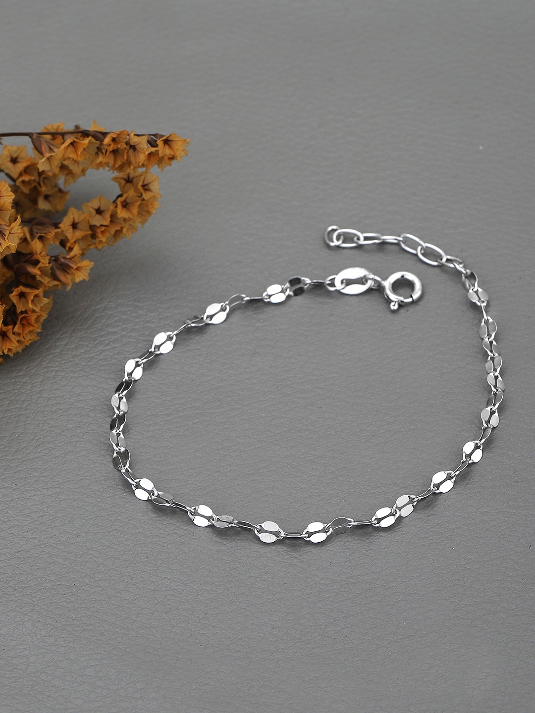

DressBerry Silver Toned Rhodium Plated 925 Sterling Silver Wraparound Bracelet