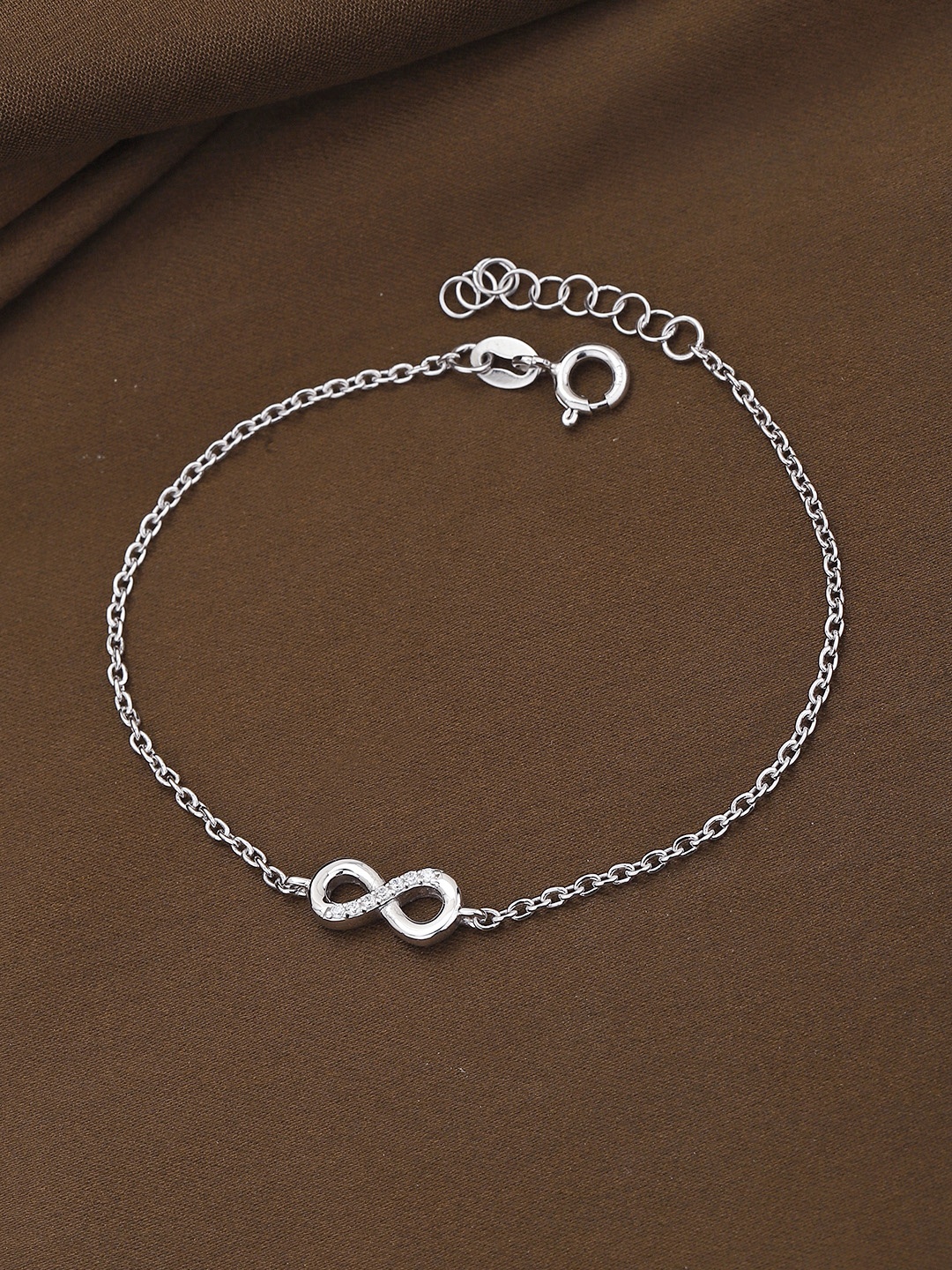 

DressBerry Silver Toned Rhodium Plated 925 Sterling Silver Cubic Zirconia Charm Bracelet