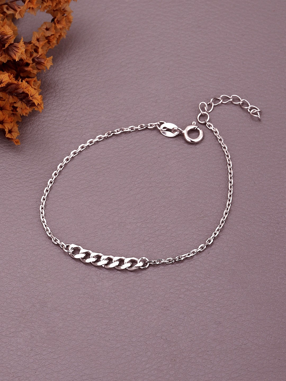 

DressBerry Silver Toned Rhodium Plated 925 Sterling Silver Link Bracelet