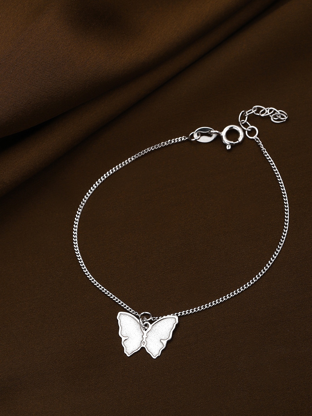 

DressBerry 925 Sterling Silver Rhodium Plated Butterfly Charm Bracelet