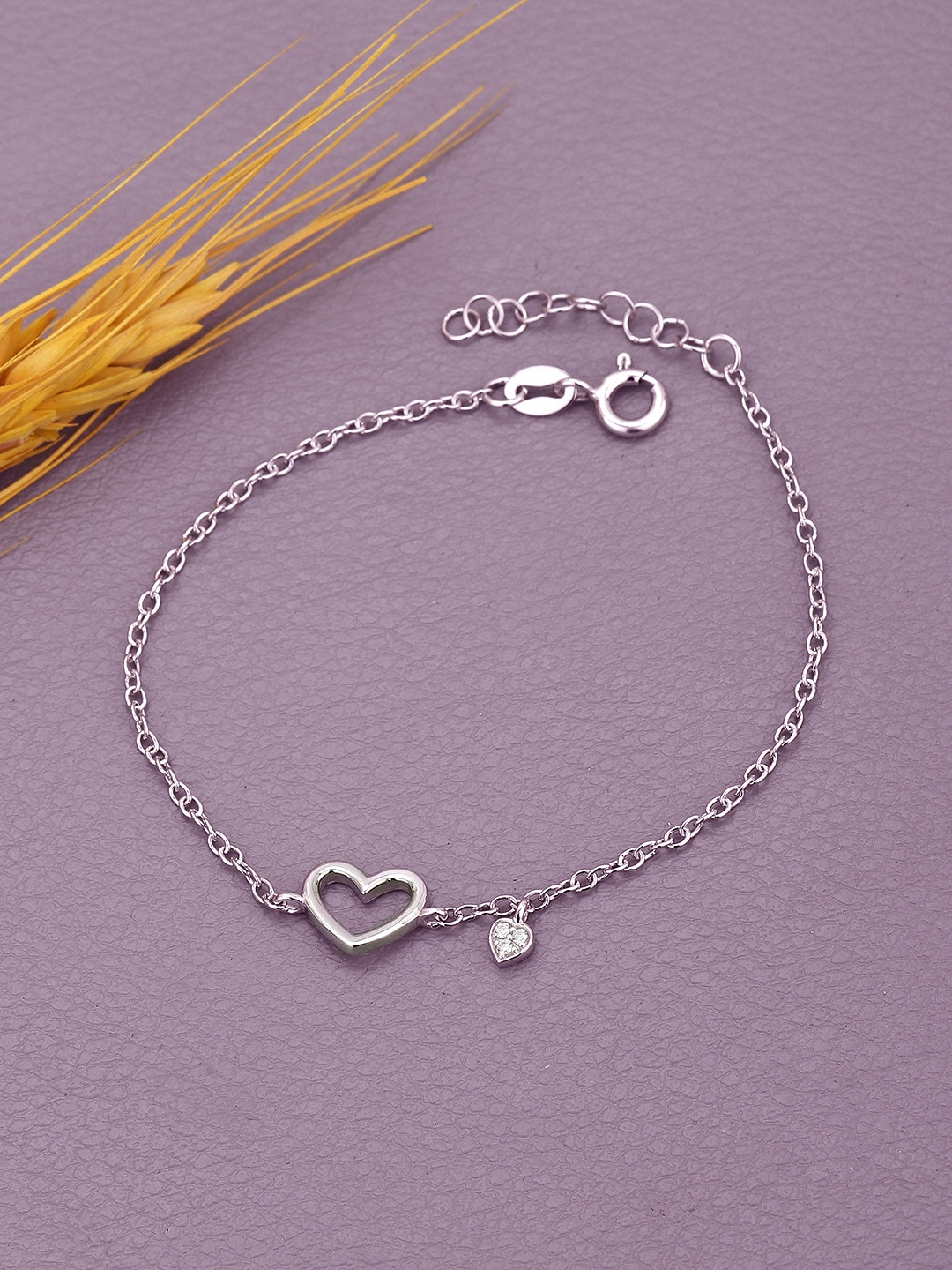 

DressBerry Silver-Toned Rhodium-Plated 925 Sterling Silver Cubic Zirconia Charm Bracelet