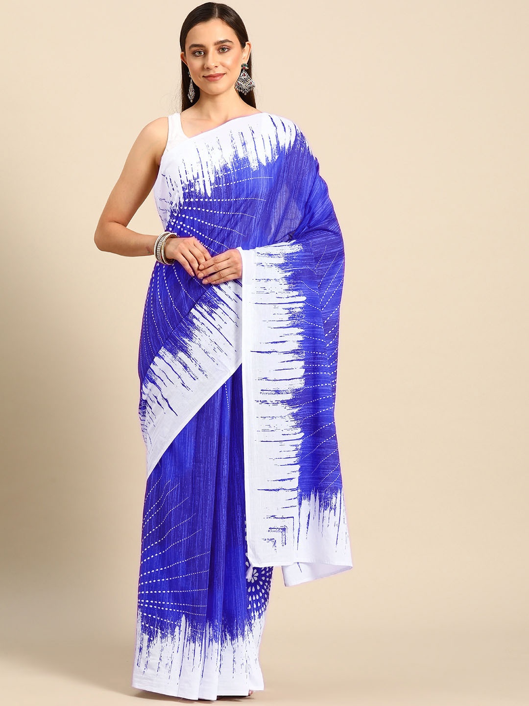 

BUTA BUTI Abstract Printed Pure Cotton Saree, Violet