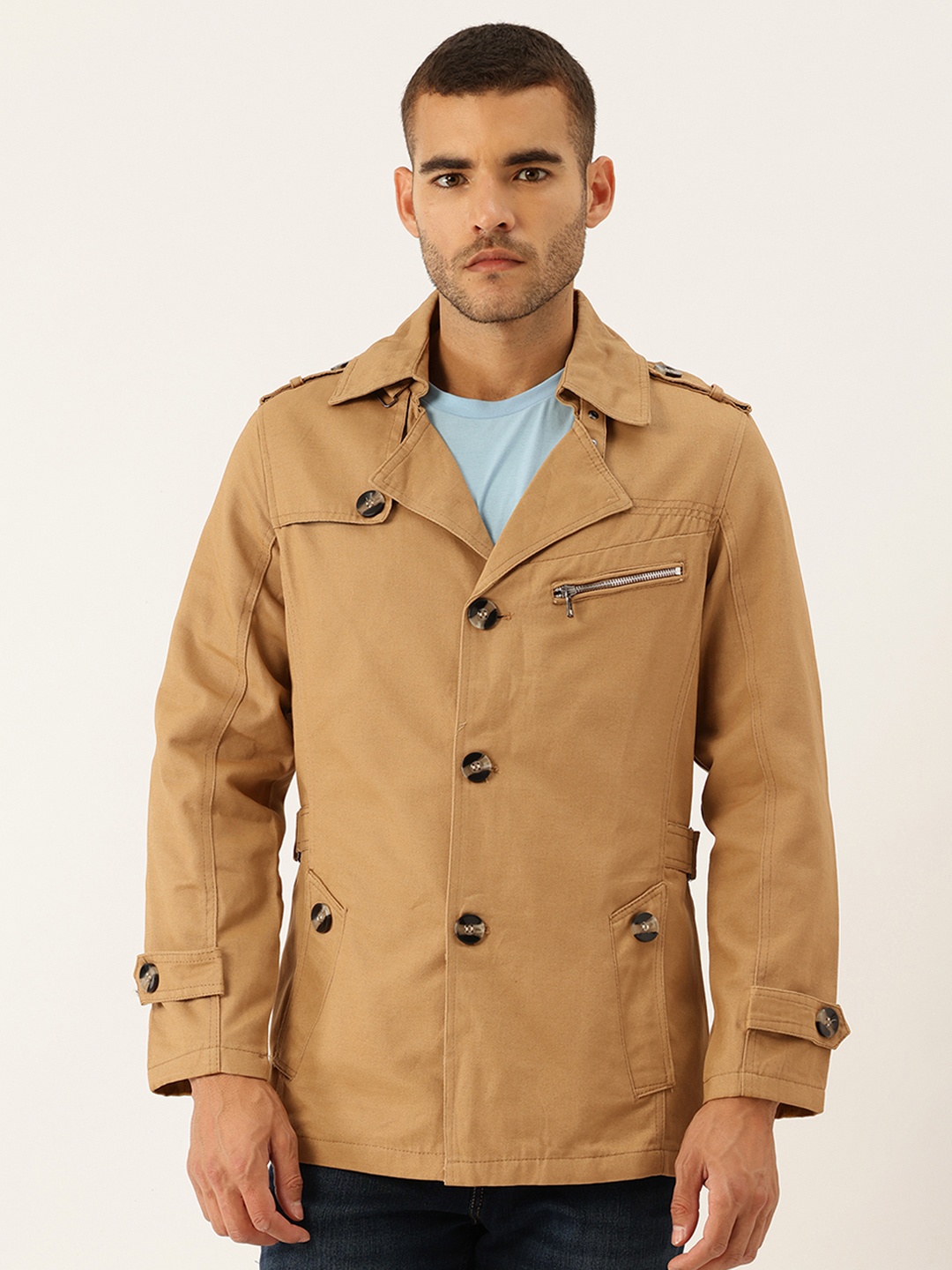 

StyleCast x Revolte Solid Tailored Jacket With Shoulder Tabs, Khaki