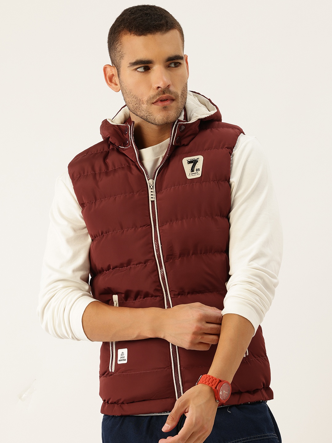 

StyleCast x Revolte Men Hooded Gilet Puffer Jacket, Rust