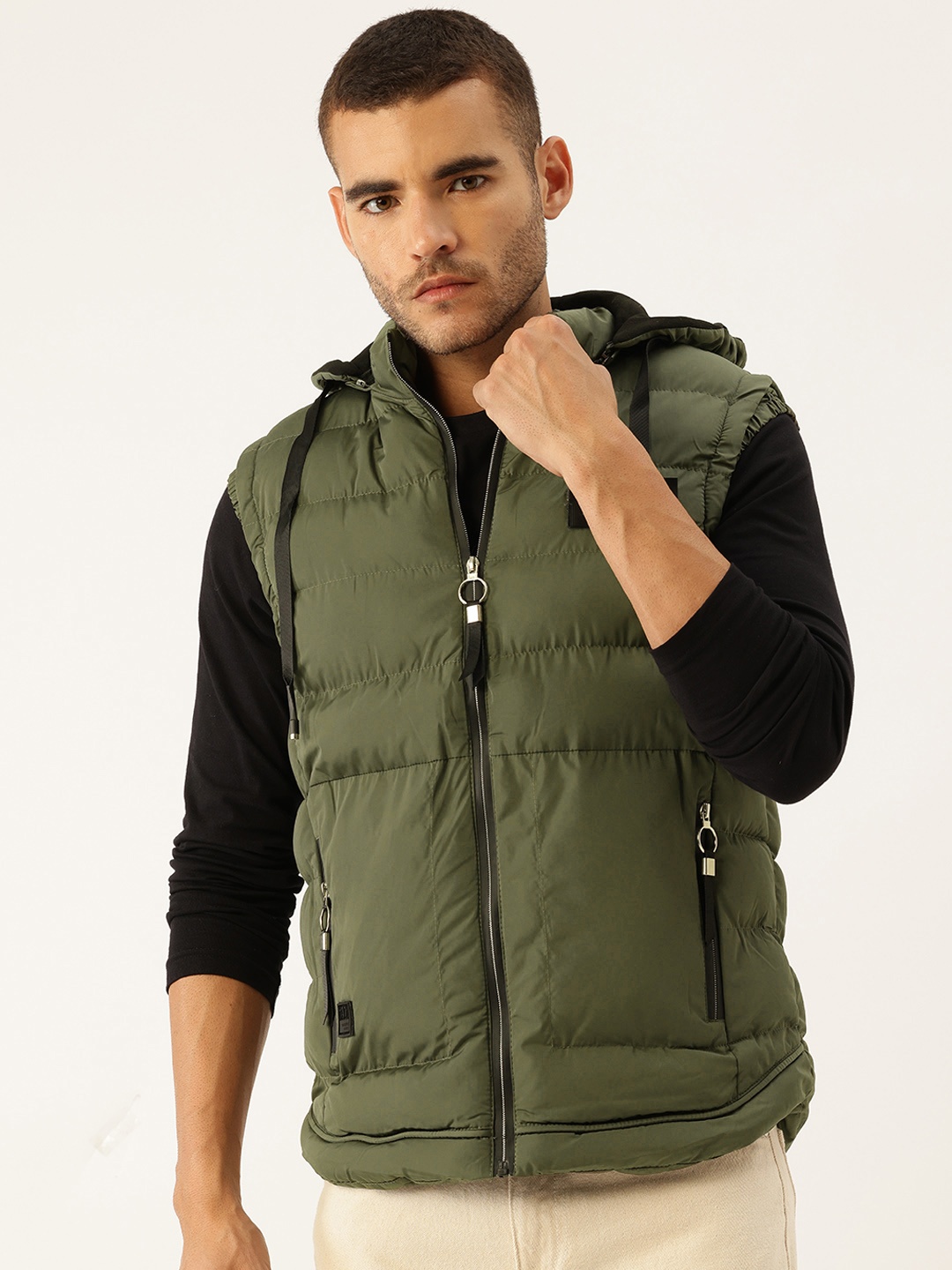 

StyleCast x Revolte Men Hooded Gilet Puffer Jacket, Olive