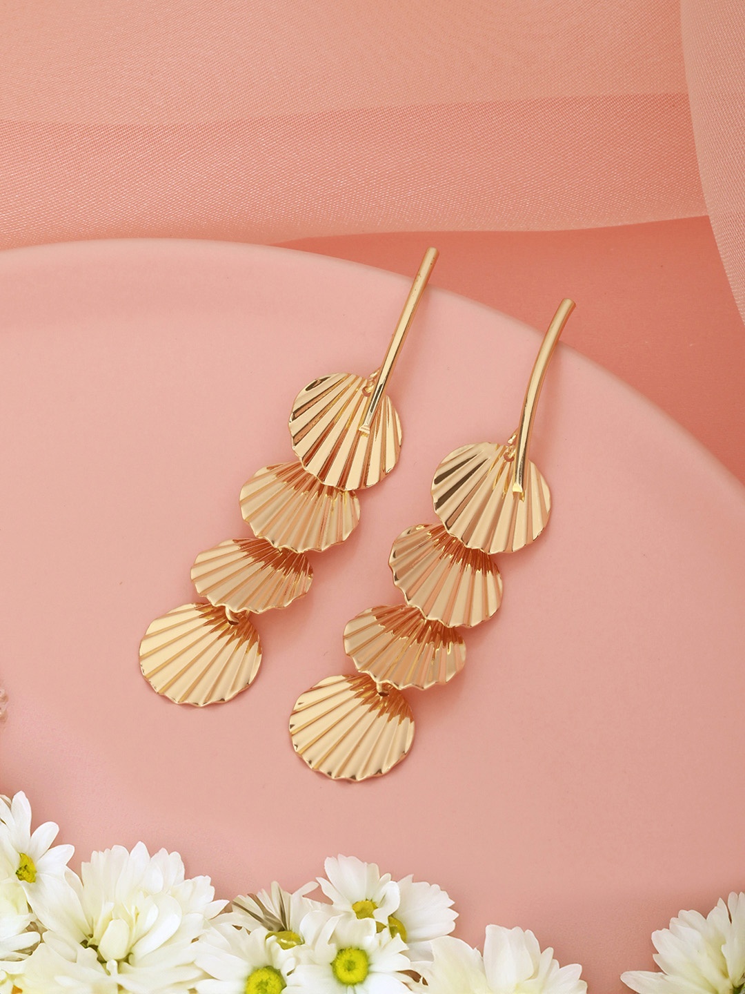 

SARAF TRENDZ Anti-tarnish Gold Plated Contemporary Drop Earrings