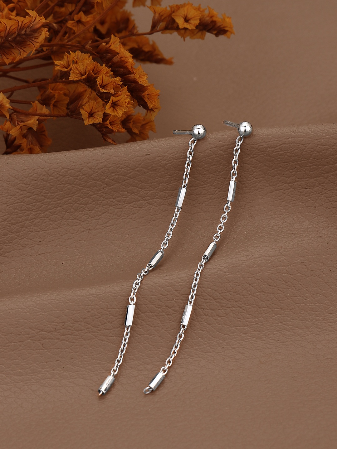 

DressBerry Rhodium-Plated 925 Sterling Silver Contemporary Drop Earrings