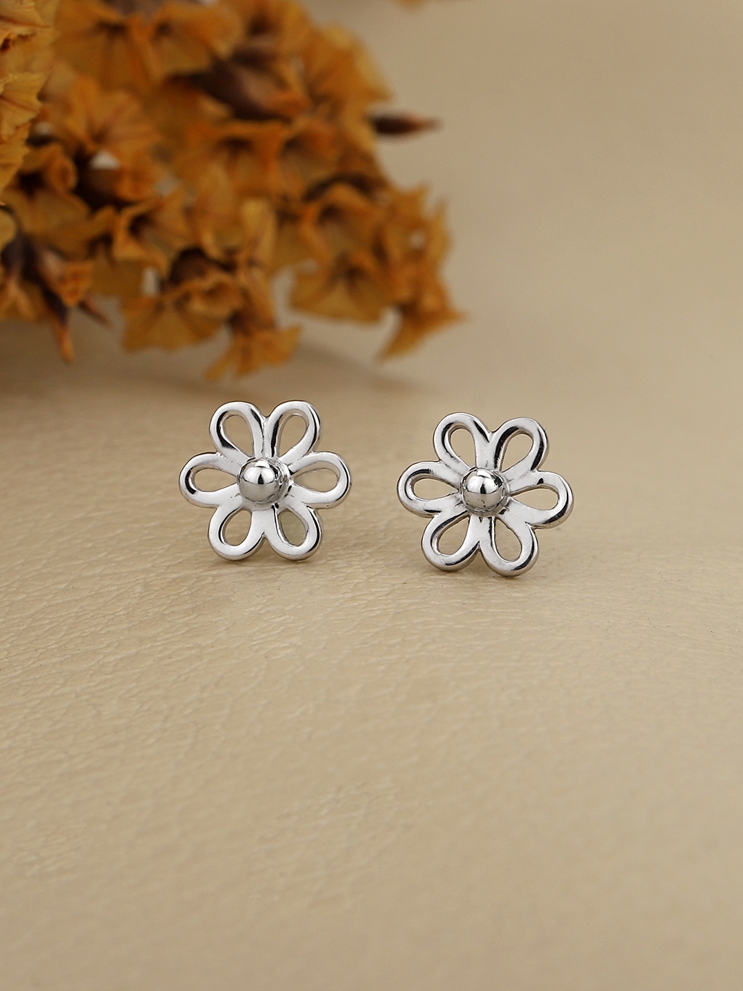 

DressBerry Rhodium-Plated 925 Sterling Silver Floral Studs