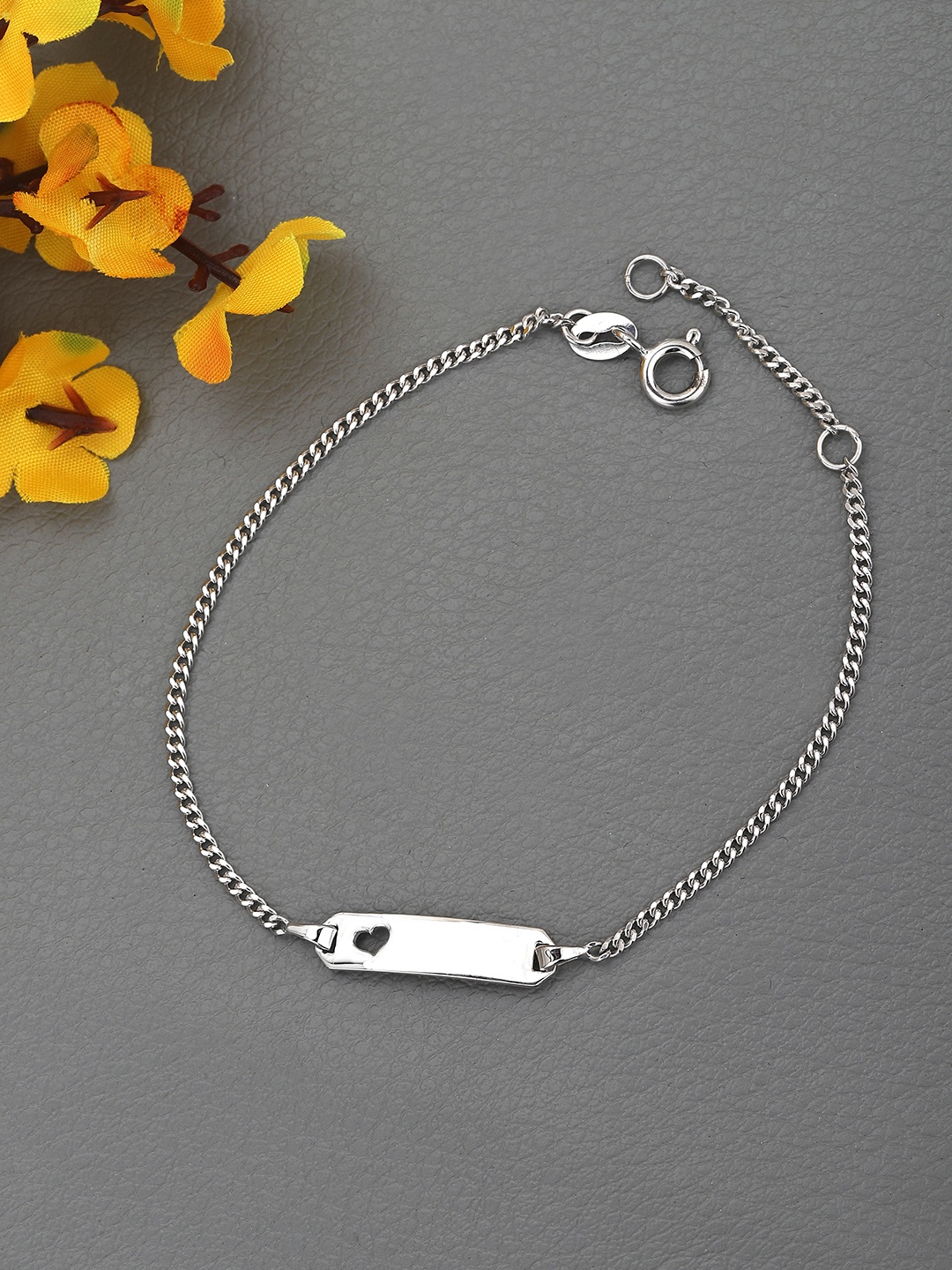 

DressBerry Silver Toned Rhodium Plated 925 Sterling Silver Heart Charm Bracelet