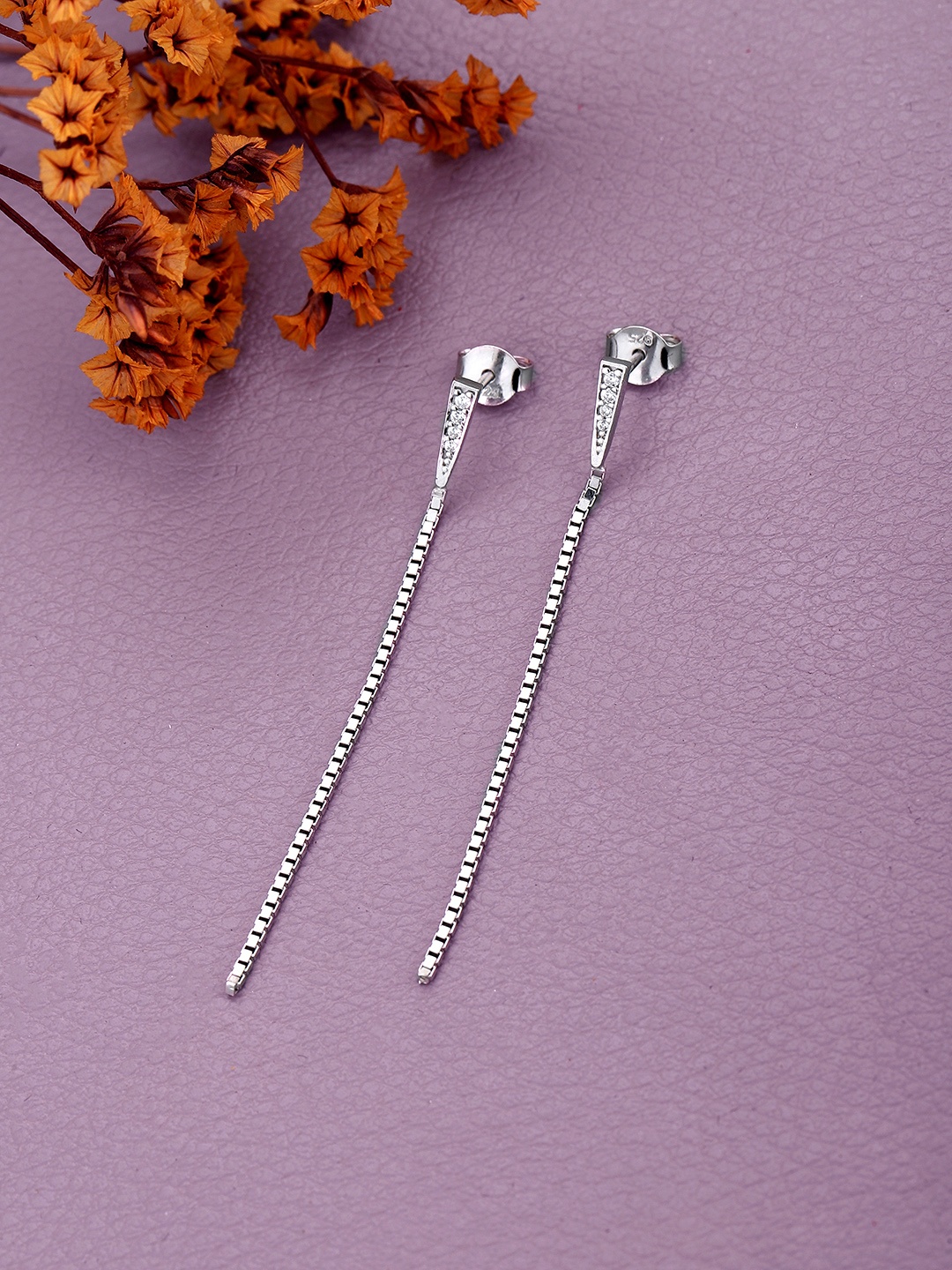 

DressBerry Rhodium-Plated 925 Sterling Silver Contemporary Drop Earrings