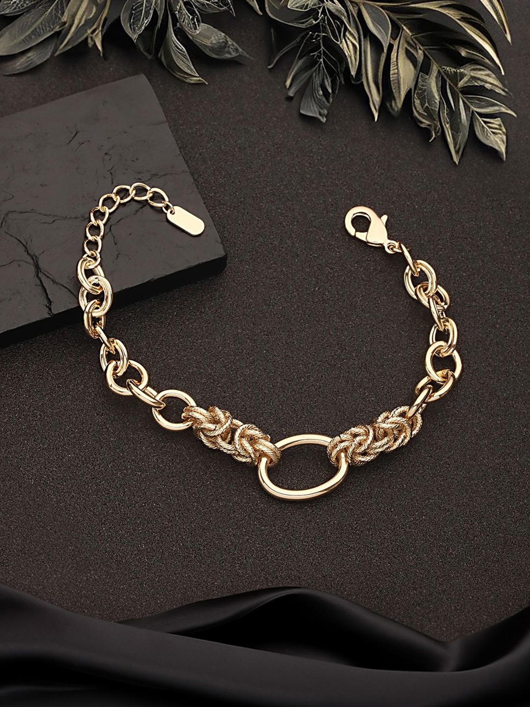 

SARAF TRENDZ 18K Gold-Plated Stainless Steel American Diamond Link Bracelet