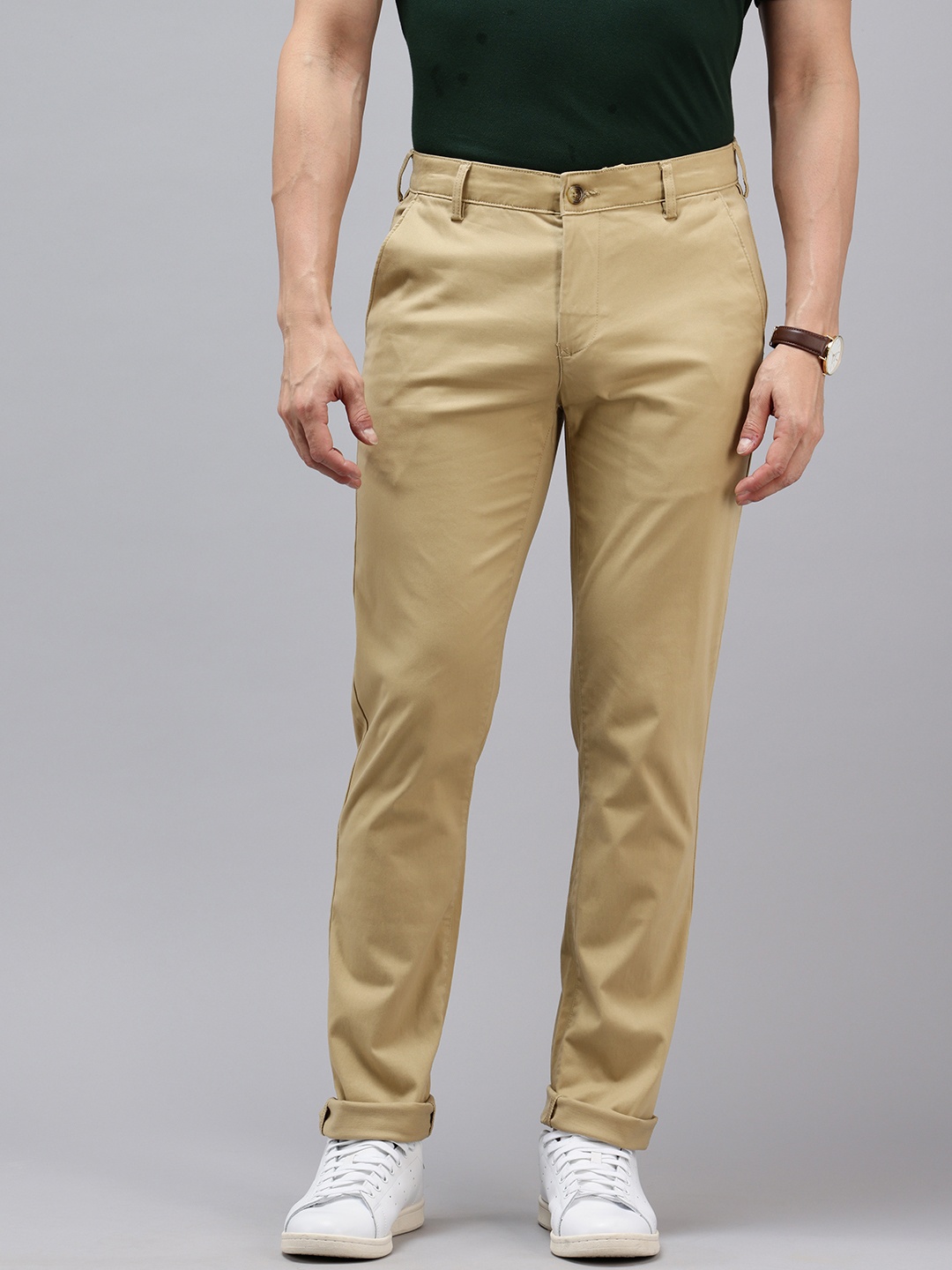 

ColorPlus Men Slim Fit Chinos Trousers, Khaki