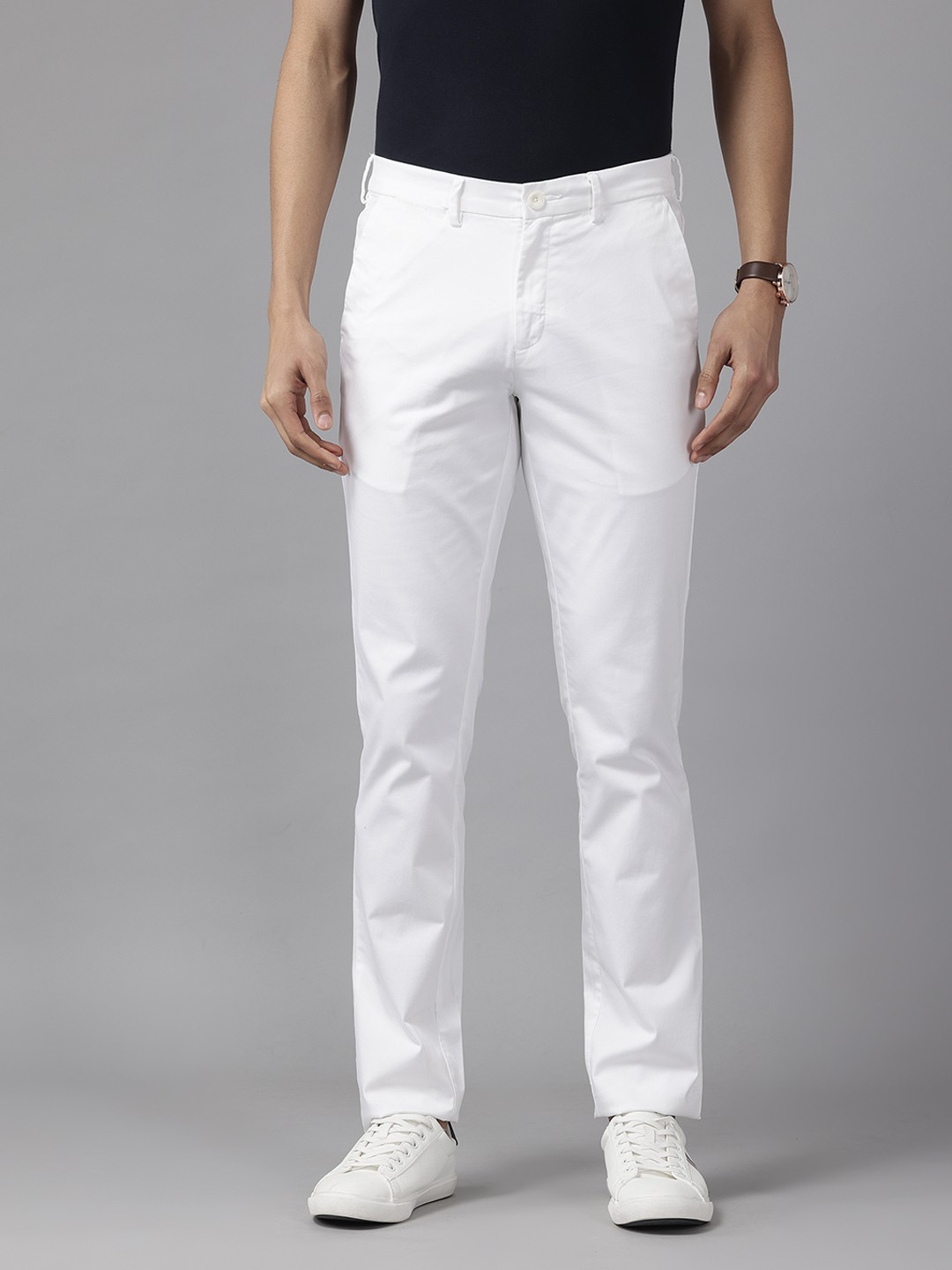 

ColorPlus Men Slim Fit Regular Trousers, White