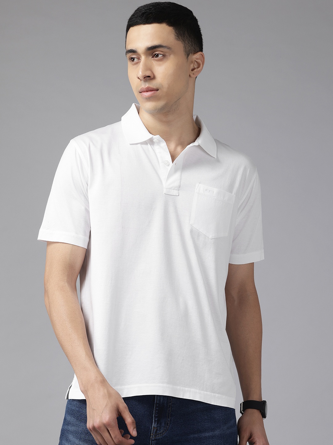 

ColorPlus Solid Pure Cotton Polo T-shirt, White