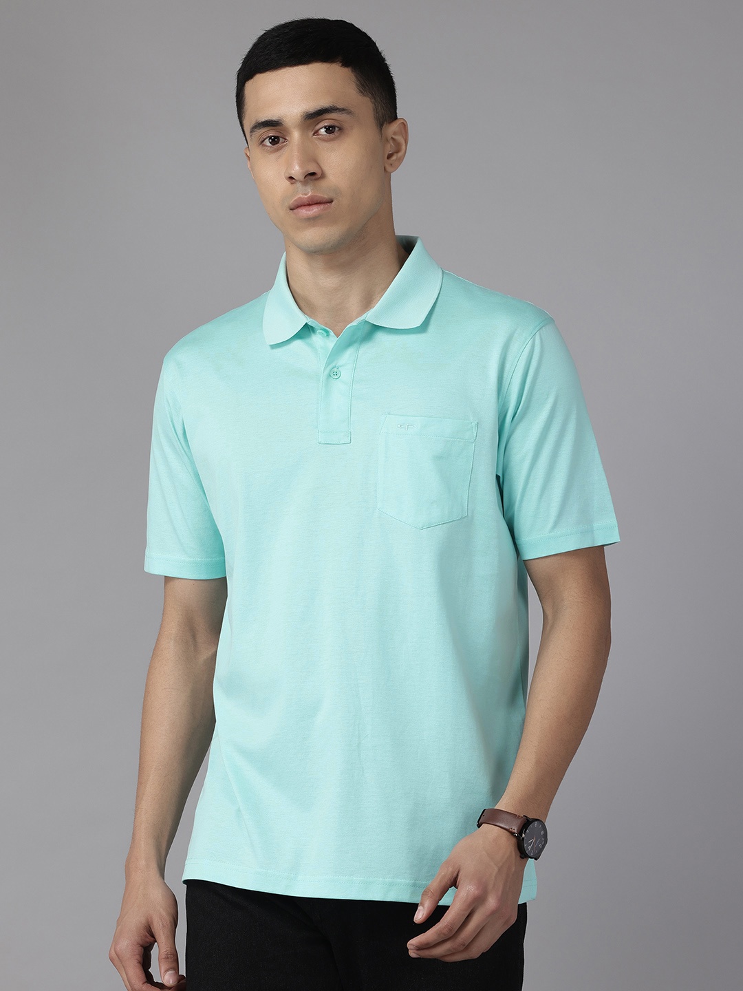 

ColorPlus Solid Pure Cotton Polo T-shirt, Blue