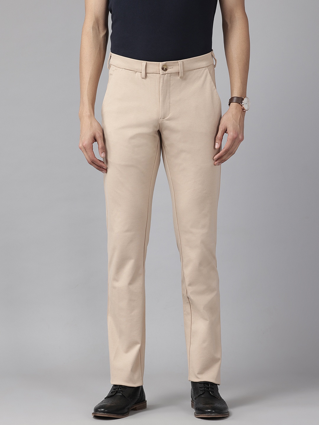 

ColorPlus Men Contemporary Fit Regular Trousers, Beige